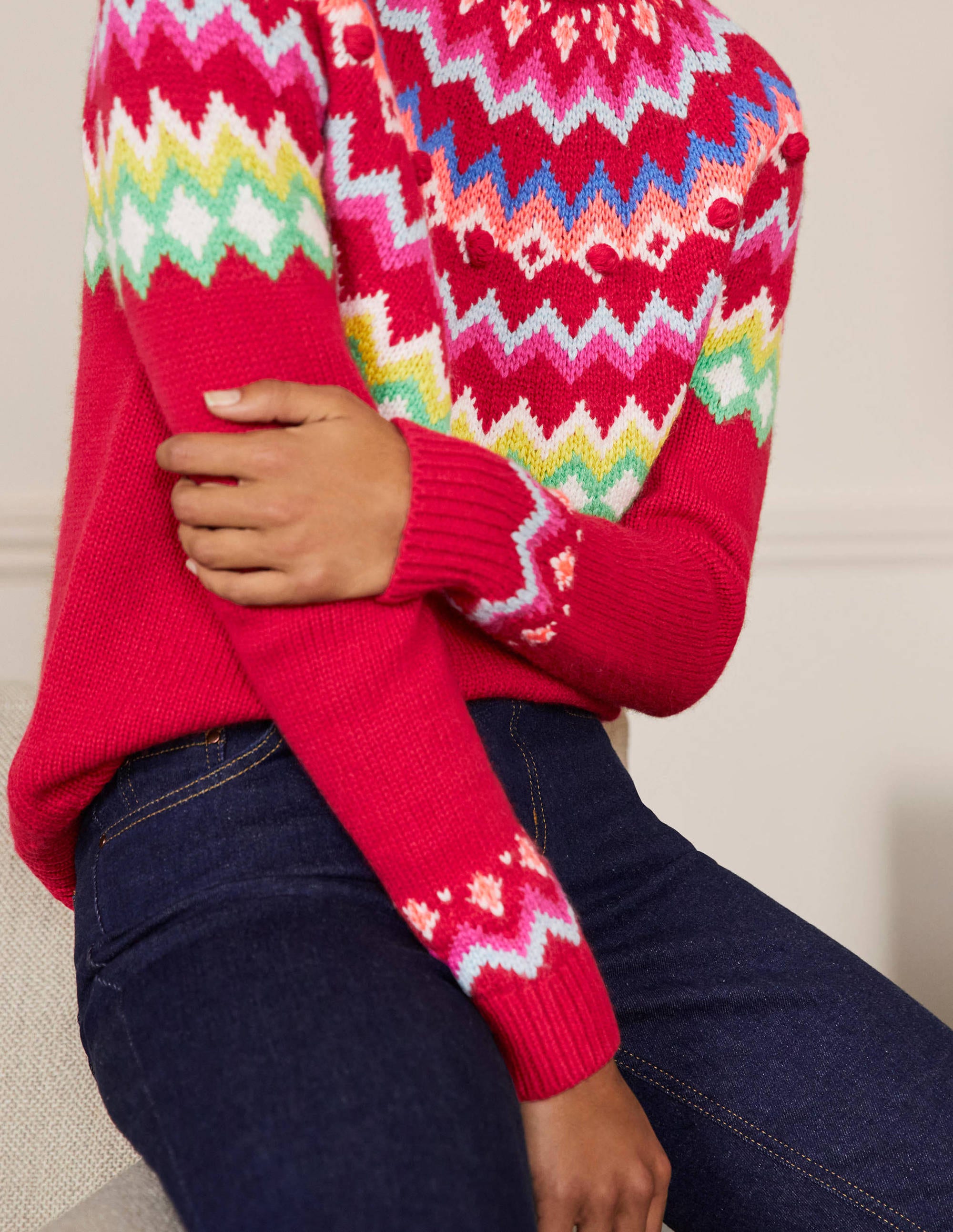 Lässiger Fair-Isle-Pullover-Rockabilly-Rot - Image 2