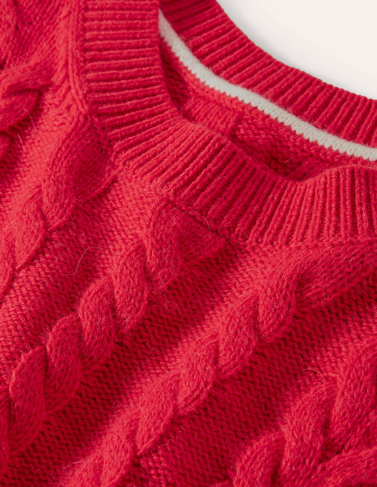 Stricktop mit Zopfstrickmuster-Hellrot - Image 5