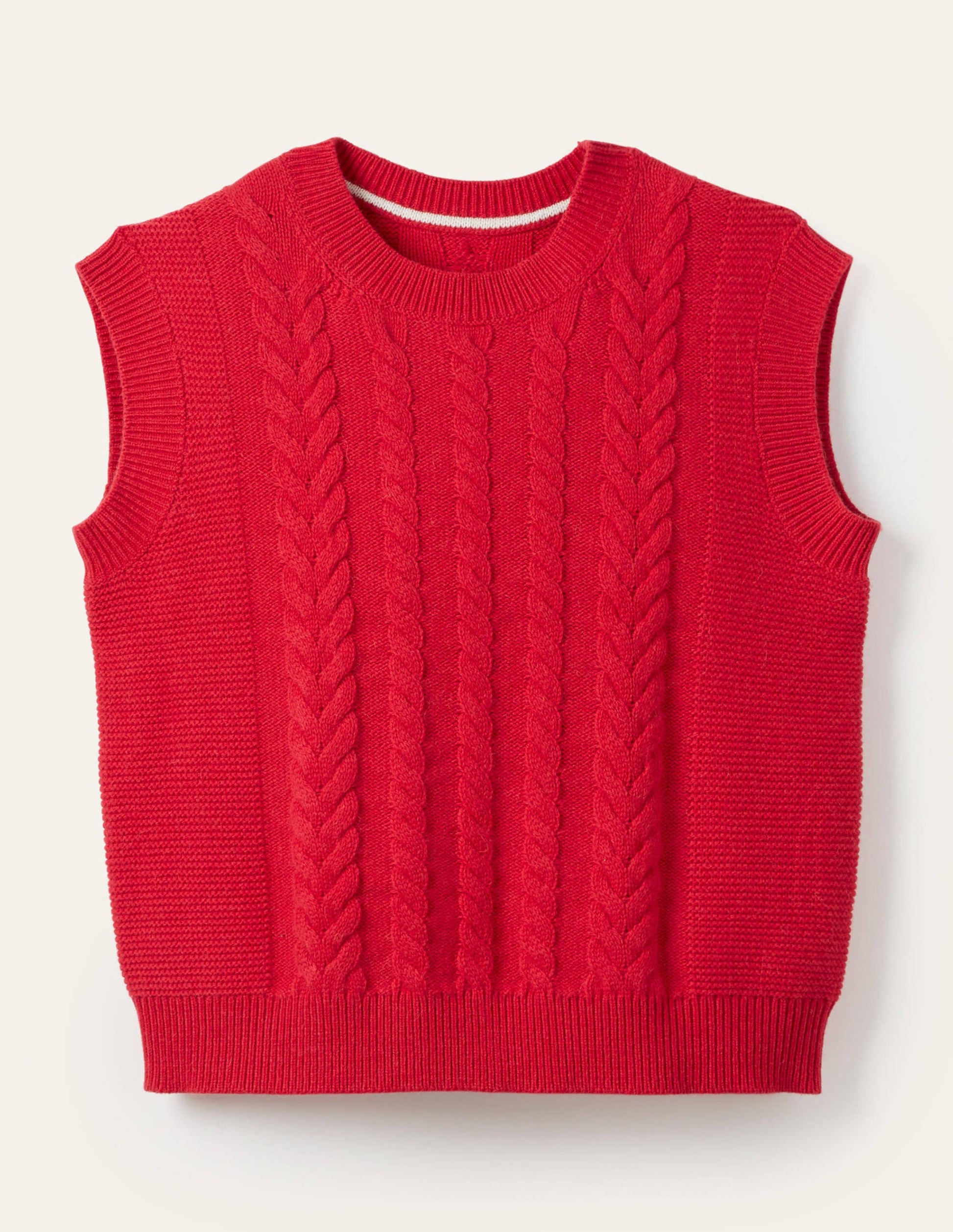 Stricktop mit Zopfstrickmuster-Hellrot-6