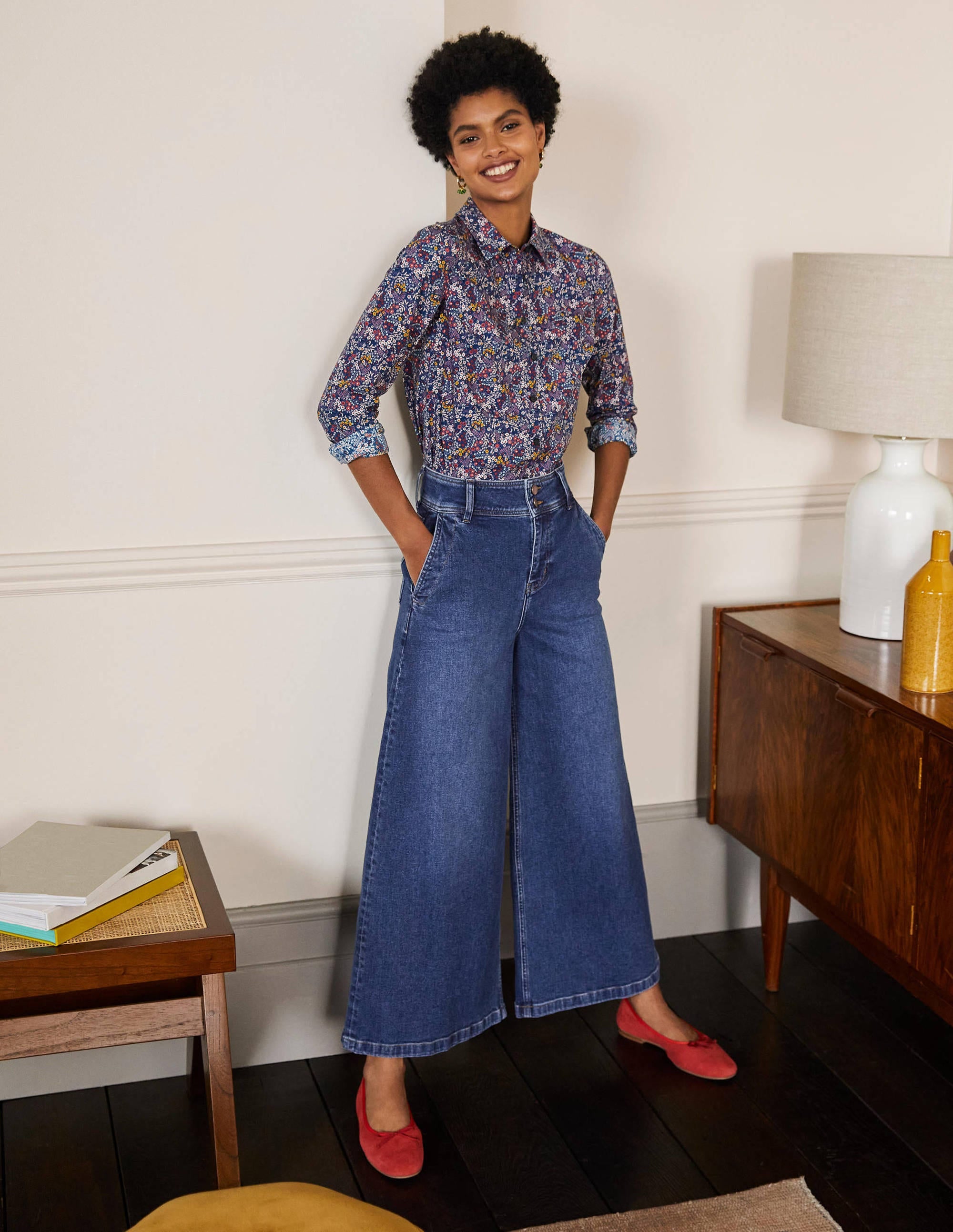 Culotte mit weitem Bein-Mittleres Vintageblau - Image 5
