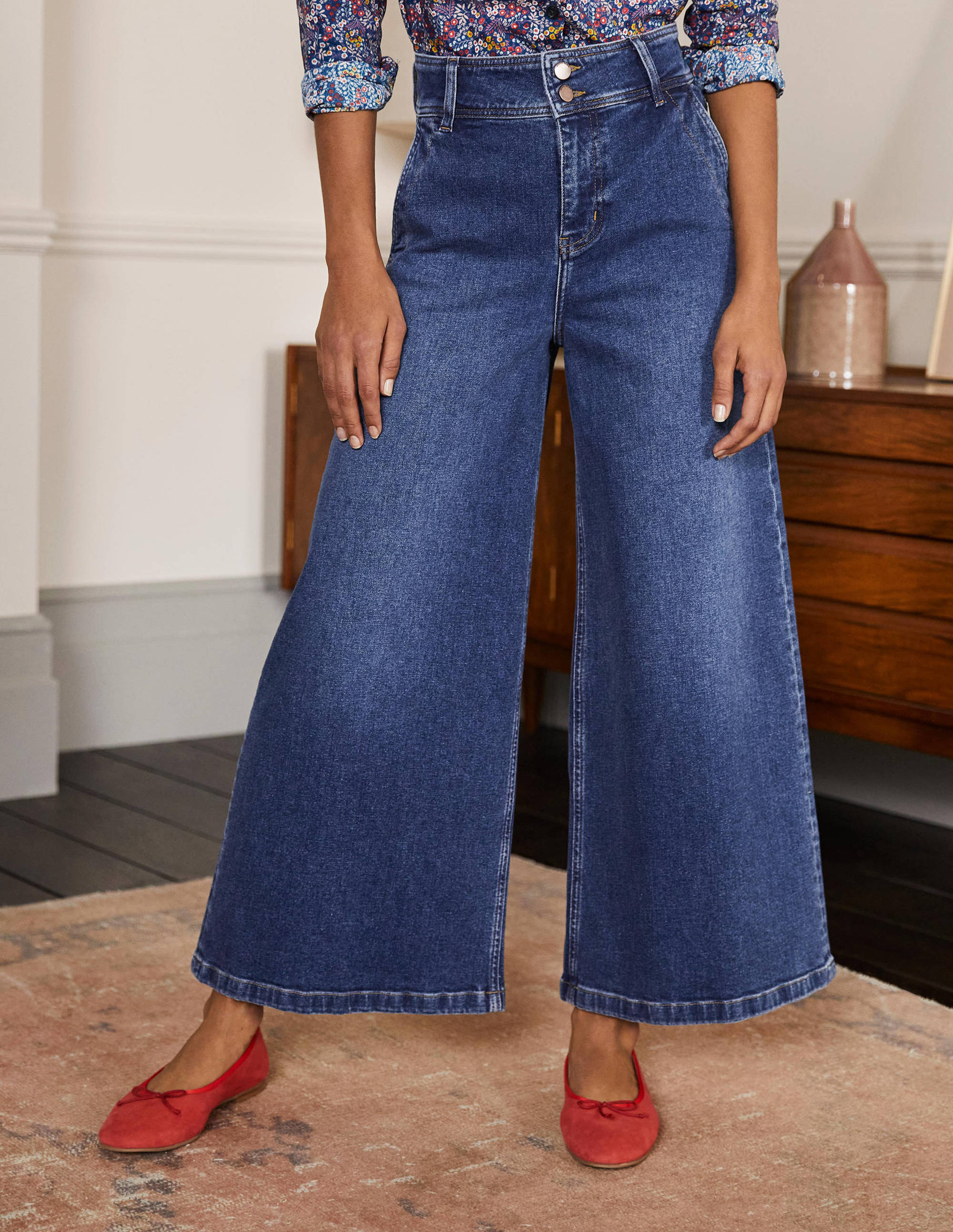 Culotte mit weitem Bein-Mittleres Vintageblau - Image 3