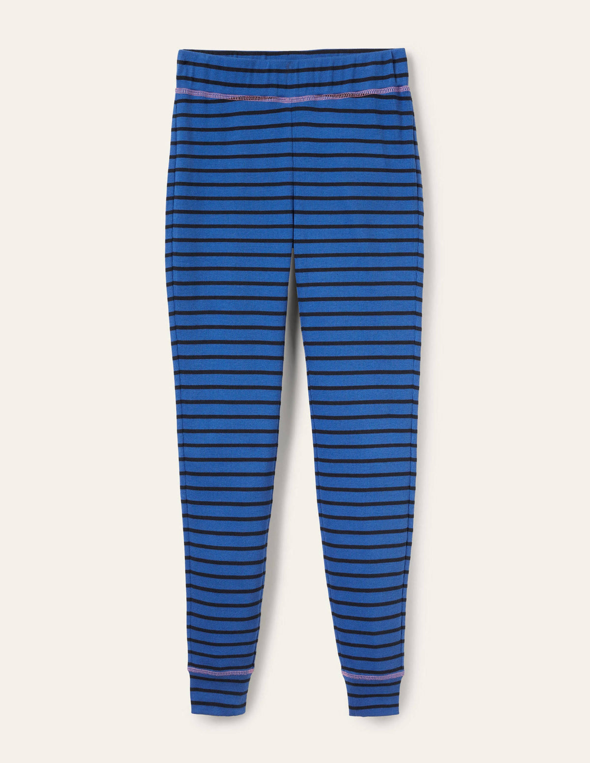 Schlafanzughose mit Rippstrick-Porzellanblau/Navy, Gestreift-5