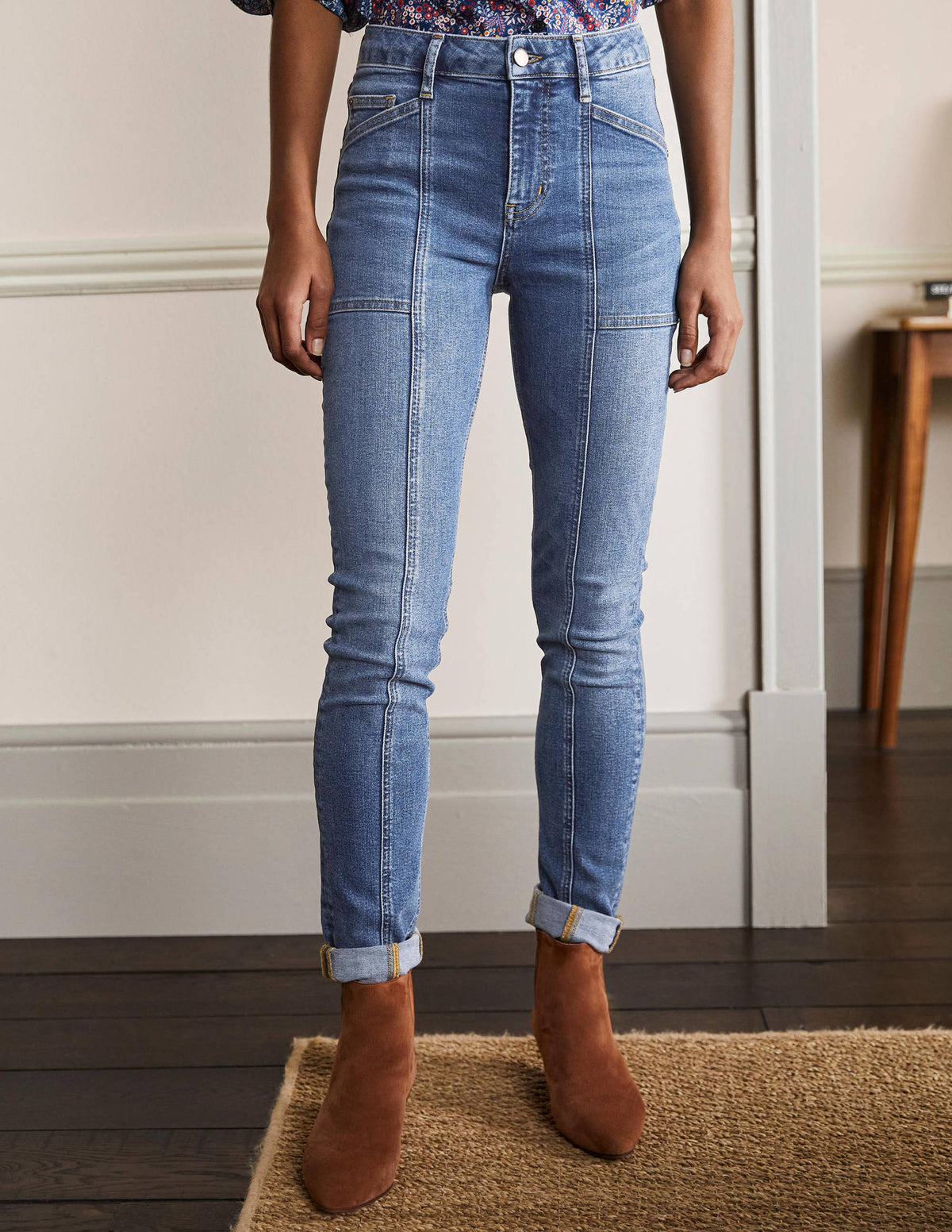 Röhrenjeans mit Ziernähten-Helles Vintageblau - Image 4