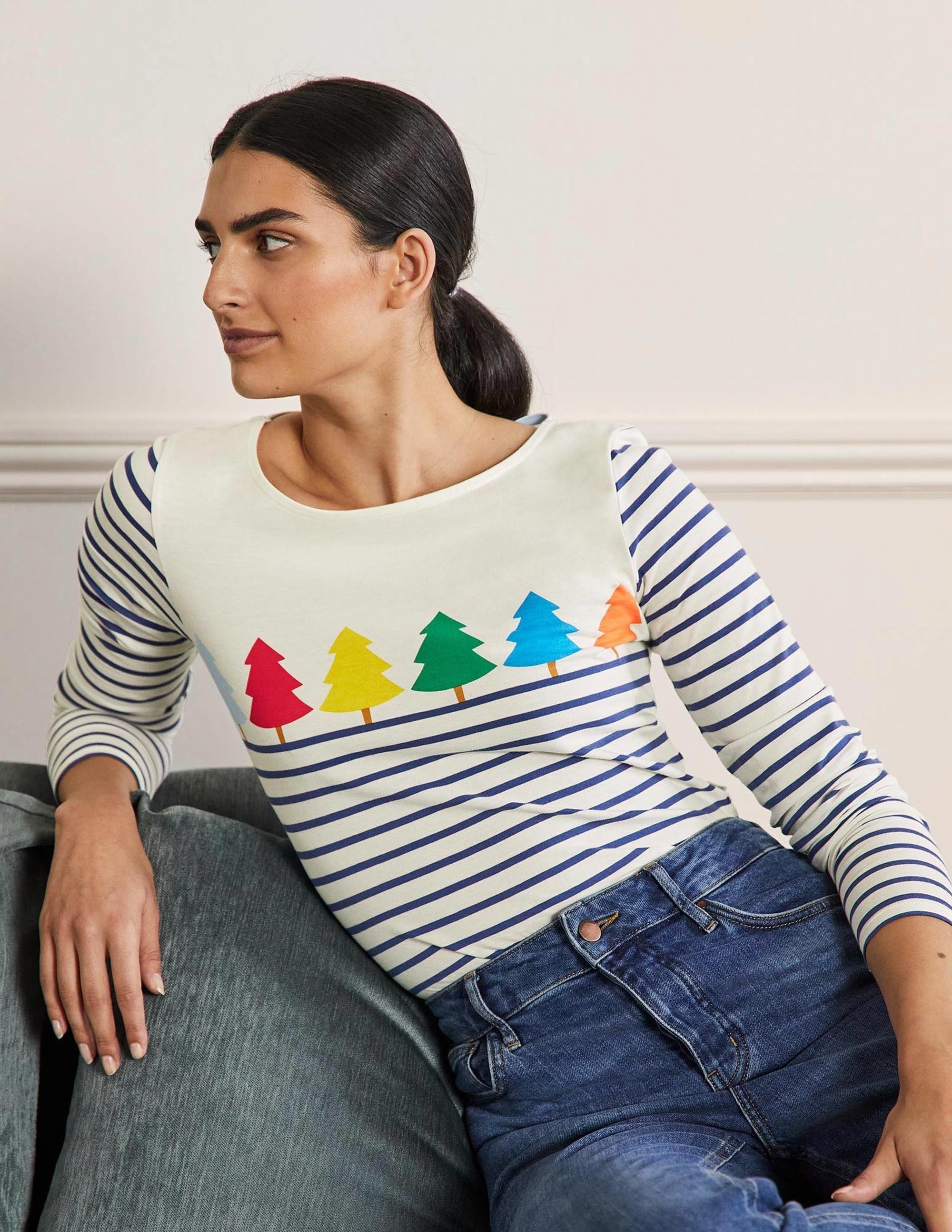 Statement-Bretonshirt-Bunt, Regenbogen-Baum - Image 3