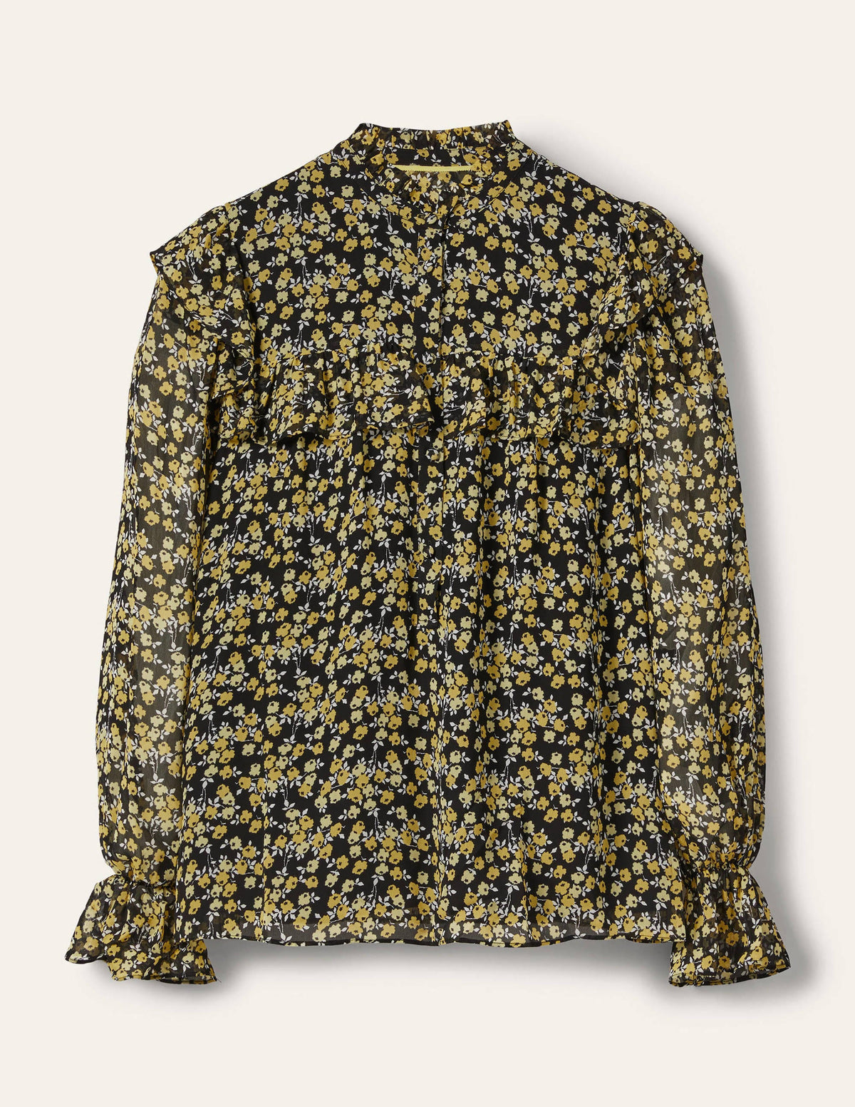 Zoe Bluse mit Rüschen-Schwarz, Abstrakte Zweige-6