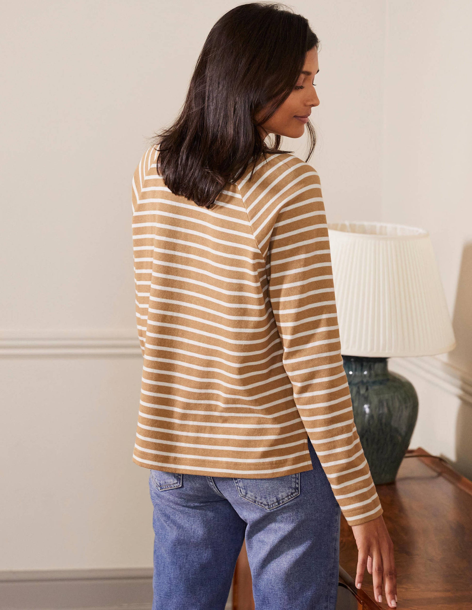 Mariner Henley Top-Camel/Ivory-2