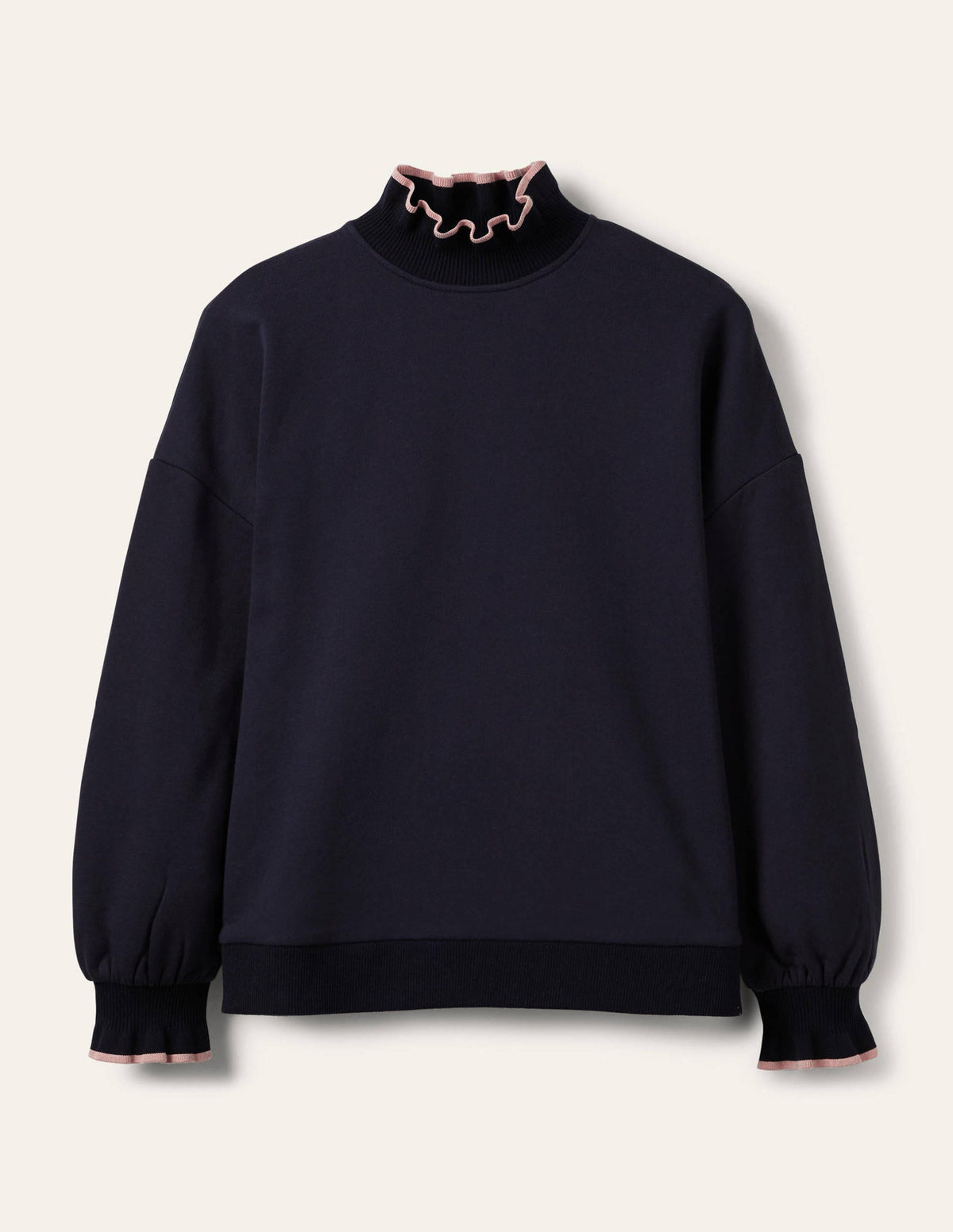 Sweatshirt mit Rüschendetail-Marineblau-6