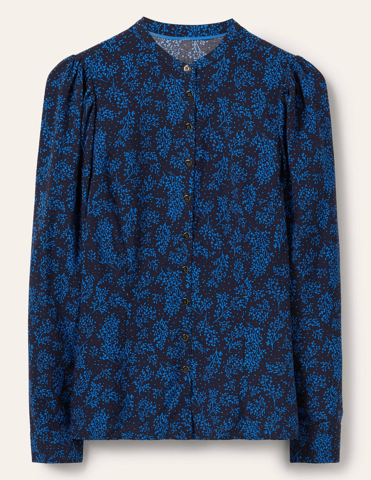 Hemd mit Puffärmeln-Navy/Blau, Blätter und Zweige-5