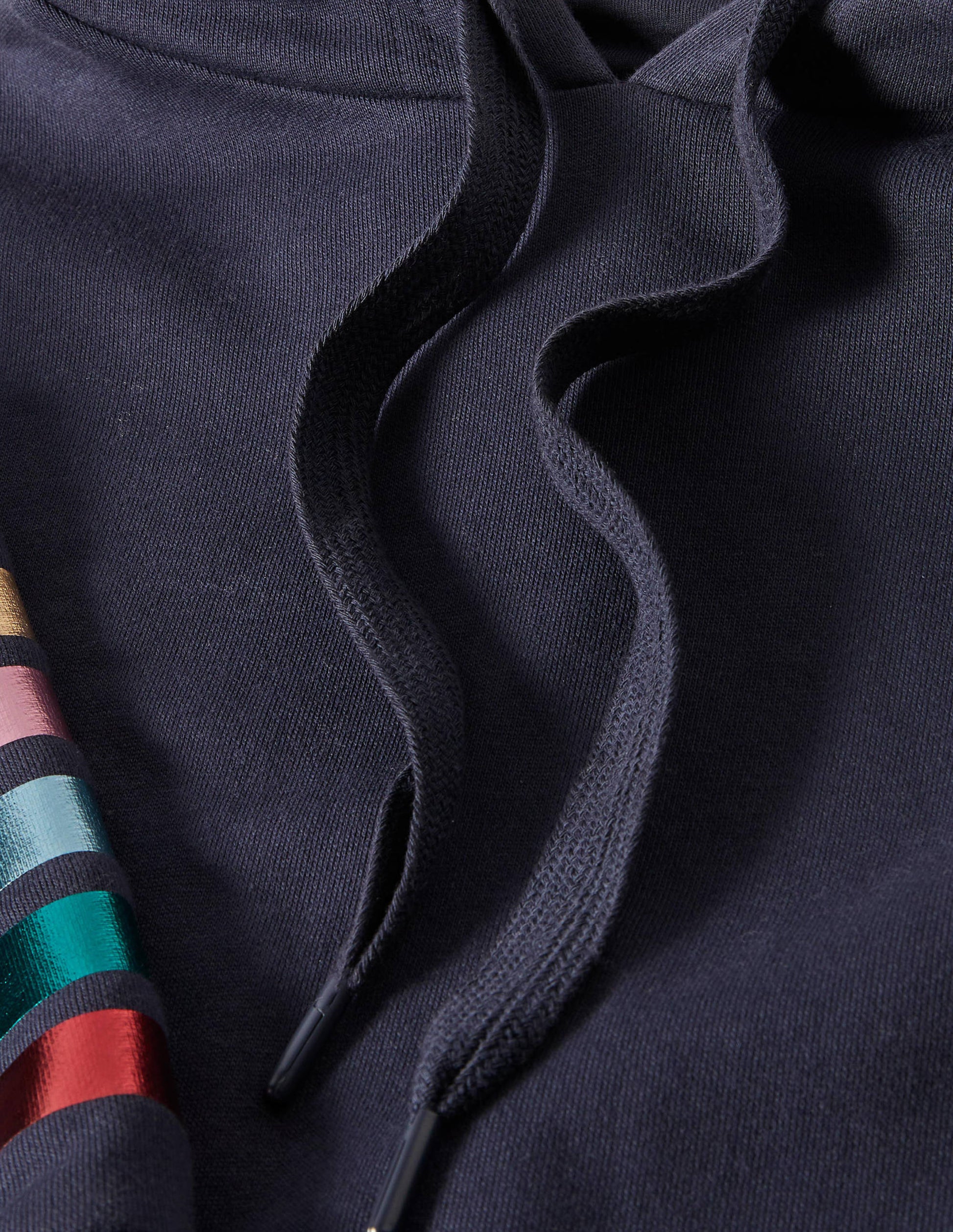 Oversize-Hoodie-Navy/Regenbogenfolie, Bündchen-6