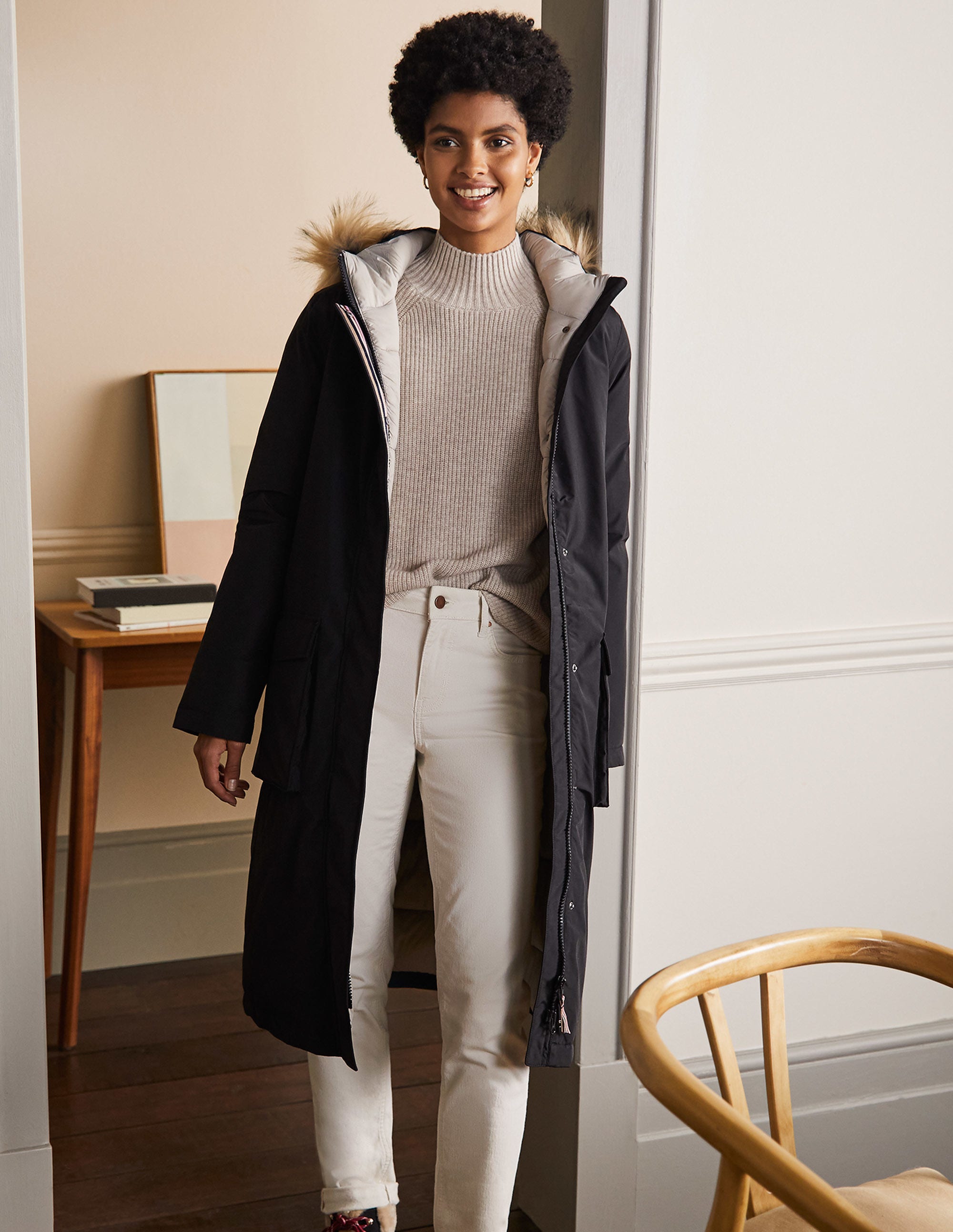 Orkney Wattierter Parka-Schwarz - Image 4