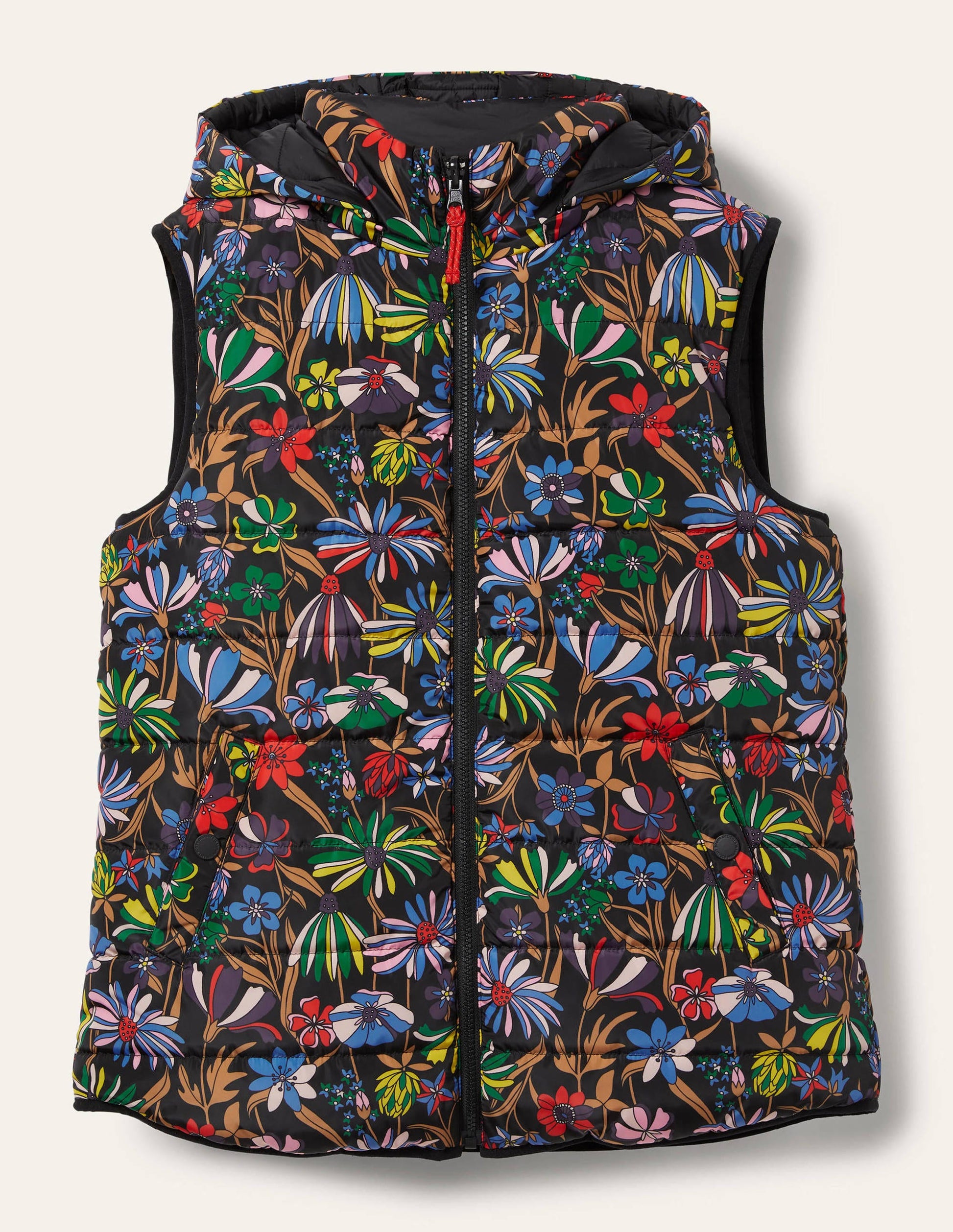 Blouson sans manches léger et réversible-Noir, motif Wild Dandelion-8