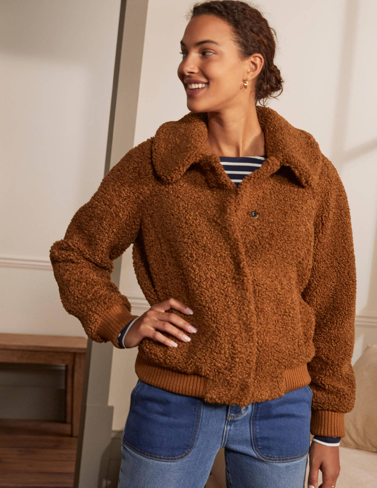 Teddy Bomber Jacket-Ginger - Image 4