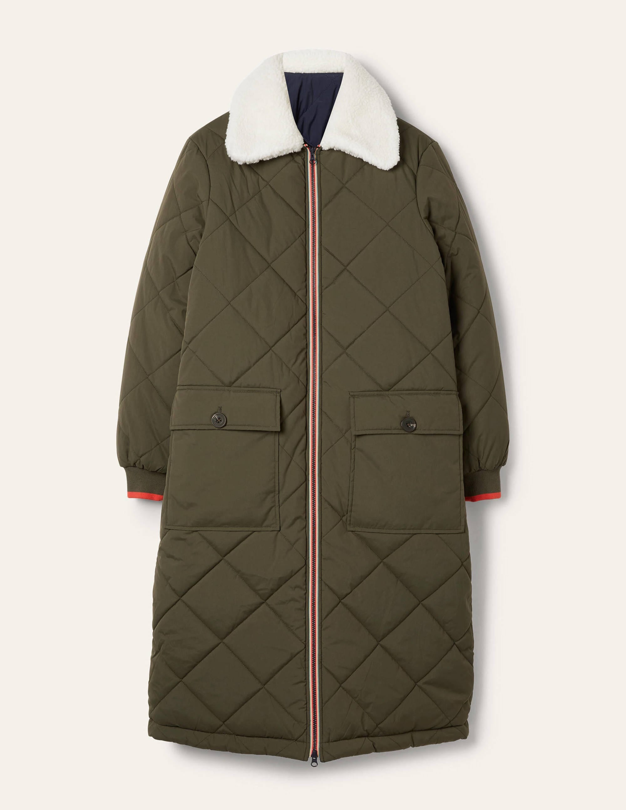 Reversible Quilted Puffer Coat-Khaki - Image 7
