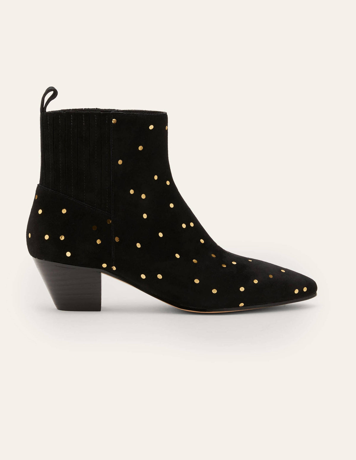 Western Ankle Boots-Black and Gold, Scattered Spot-1