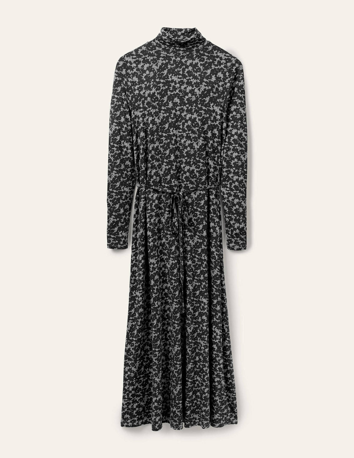 Jersey-Midikleid mit Rollkragen-Grau Meliert, Camouflage-Blumenmuster-5
