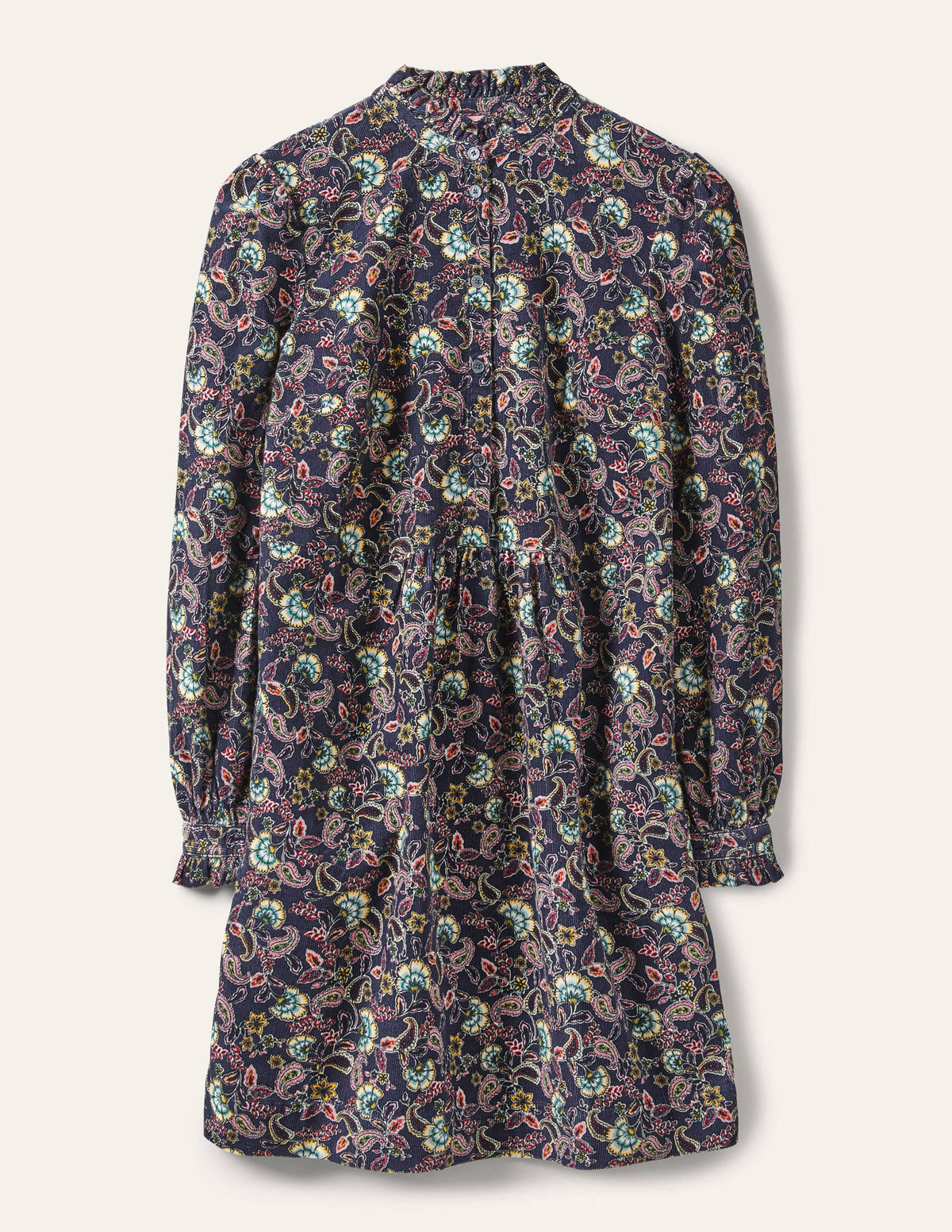 Cordkleid mit Rüschenkragen-Französisches Navy, Exotisches Blumenmuster - Image 5