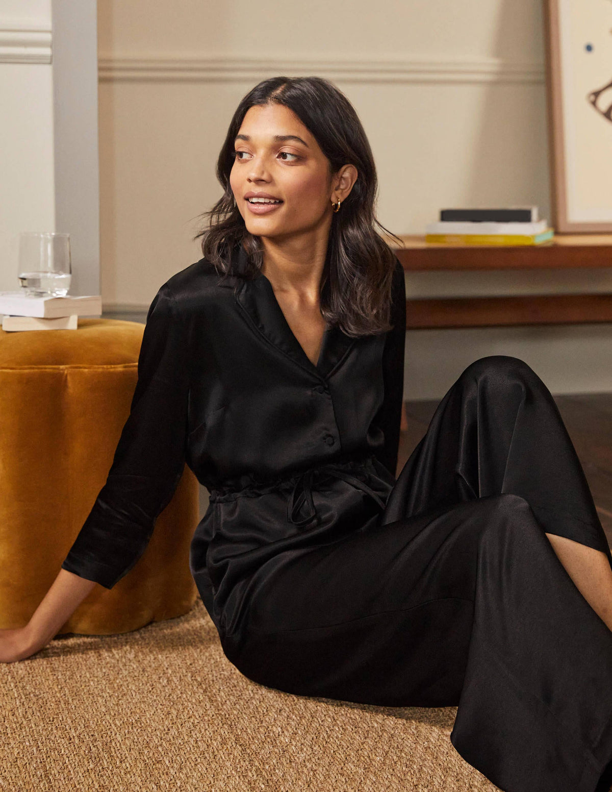 7/8-Jumpsuit mit Kragendetail-Schwarz-4