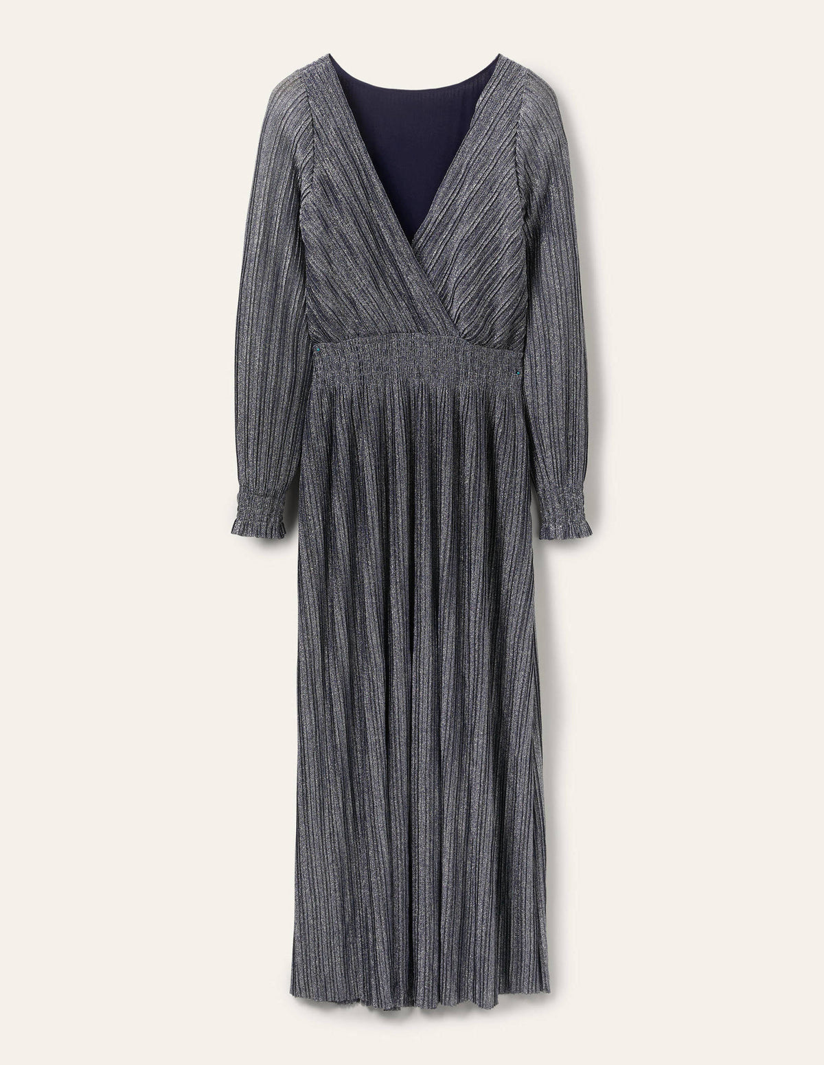 Robe longue plissée et métallisée-Gris acier métallisé - Image 5