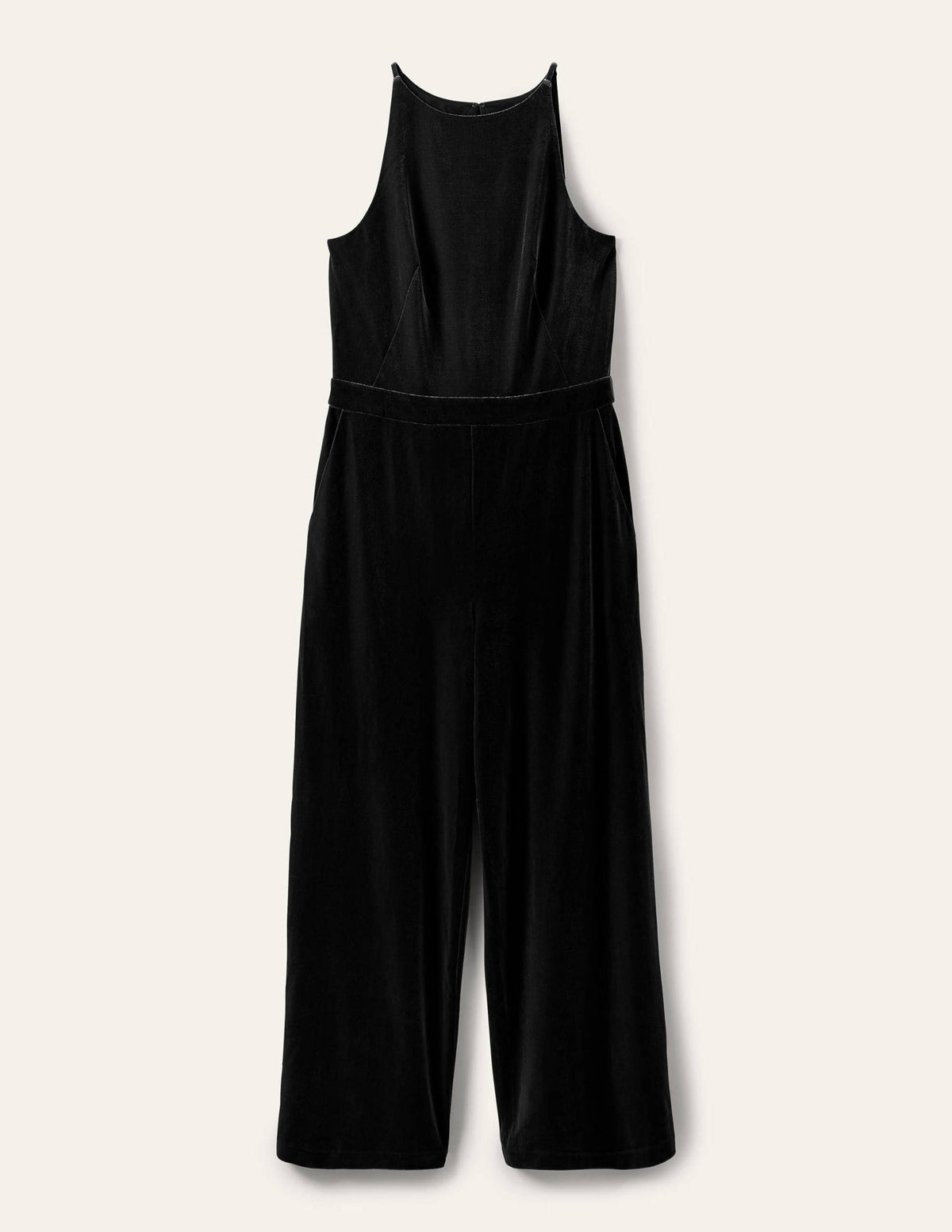 Neckholder-Jumpsuit aus Samt-Schwarz-5