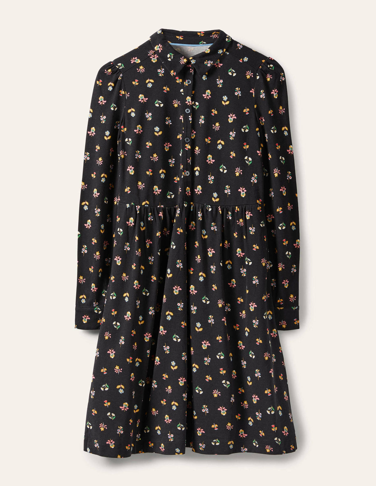 Robe-chemise Alma en jersey-Noir, motif Dainty Floral-5