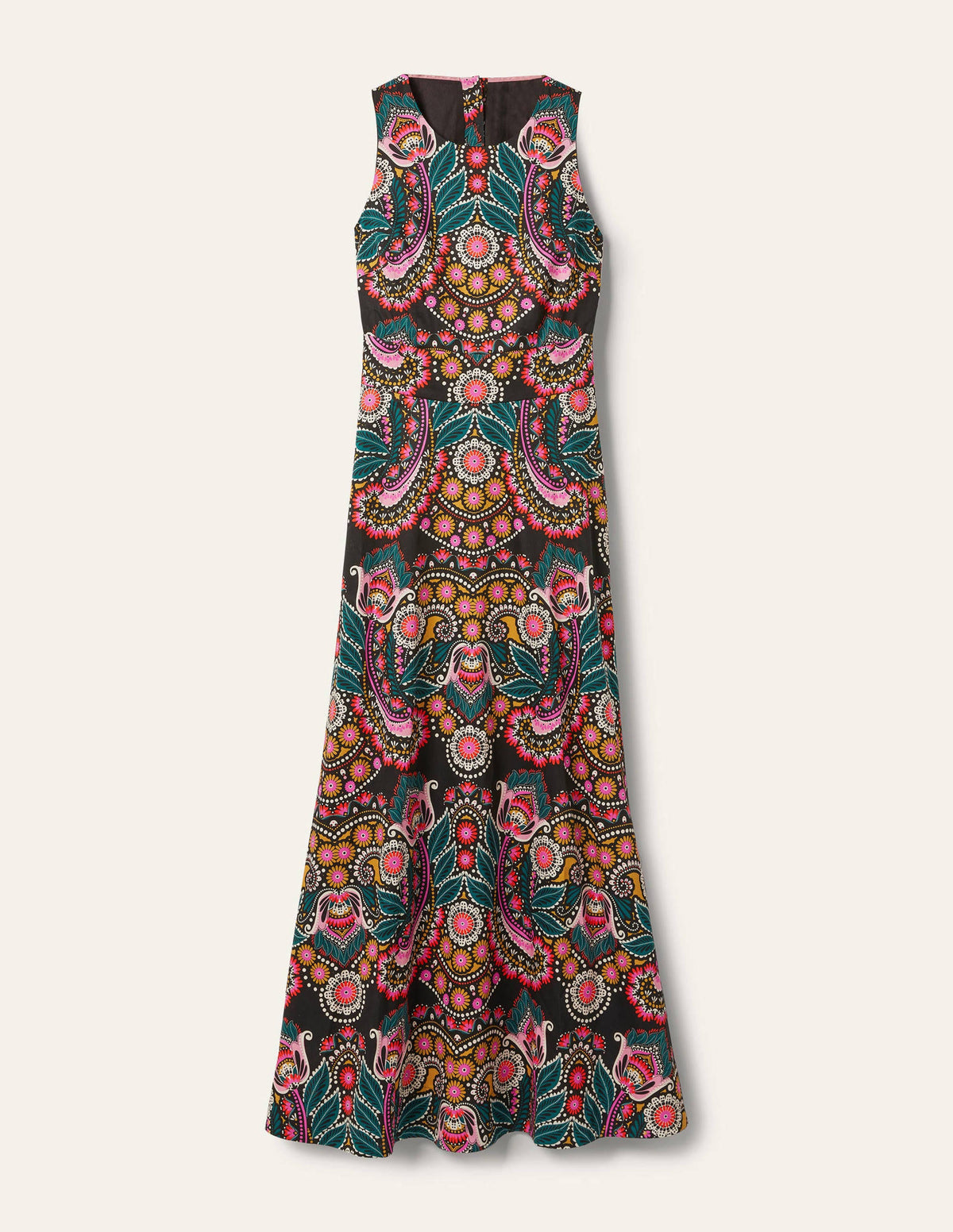 Maxikleid mit Rückenausschnitt-Schwarz, Paisleymuster mit Gänseblümchen - Image 5