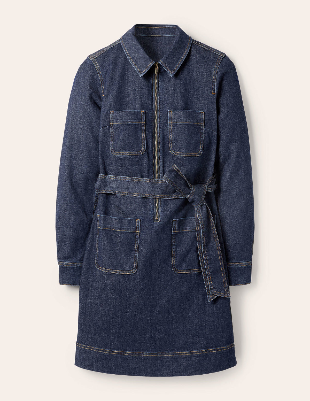 Kleid mit Reißverschluss vorne-Mittleres Vintageblau - Image 5
