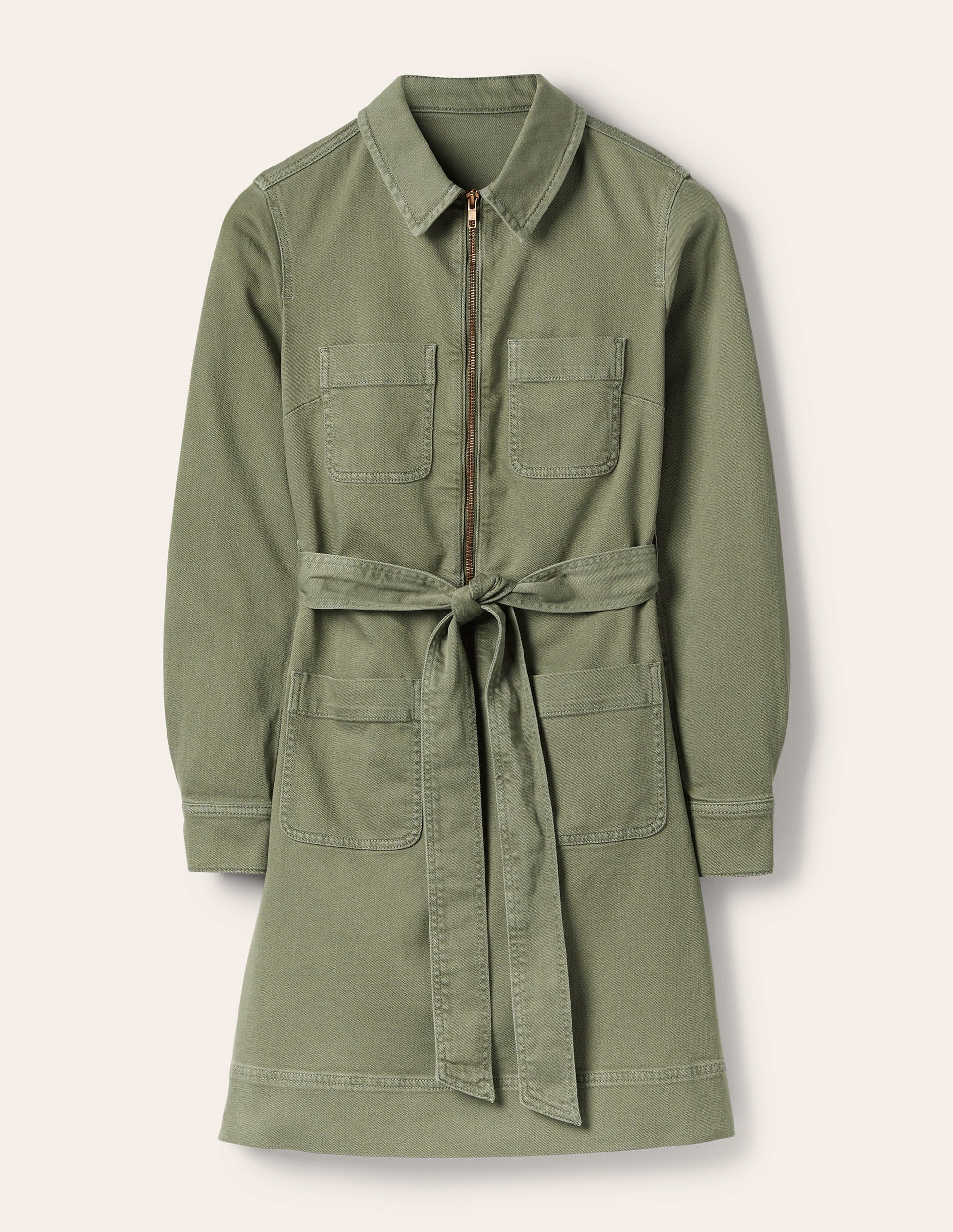 Kleid mit Reißverschluss vorne-Erlengrün-5