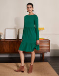 Tiered Ponte Dress-Deep Forest