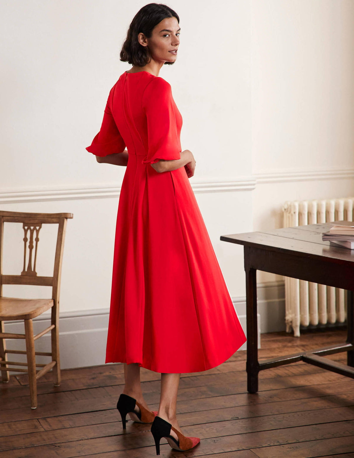 Ponte-Midikleid mit Tellerrock-Rot - Image 3