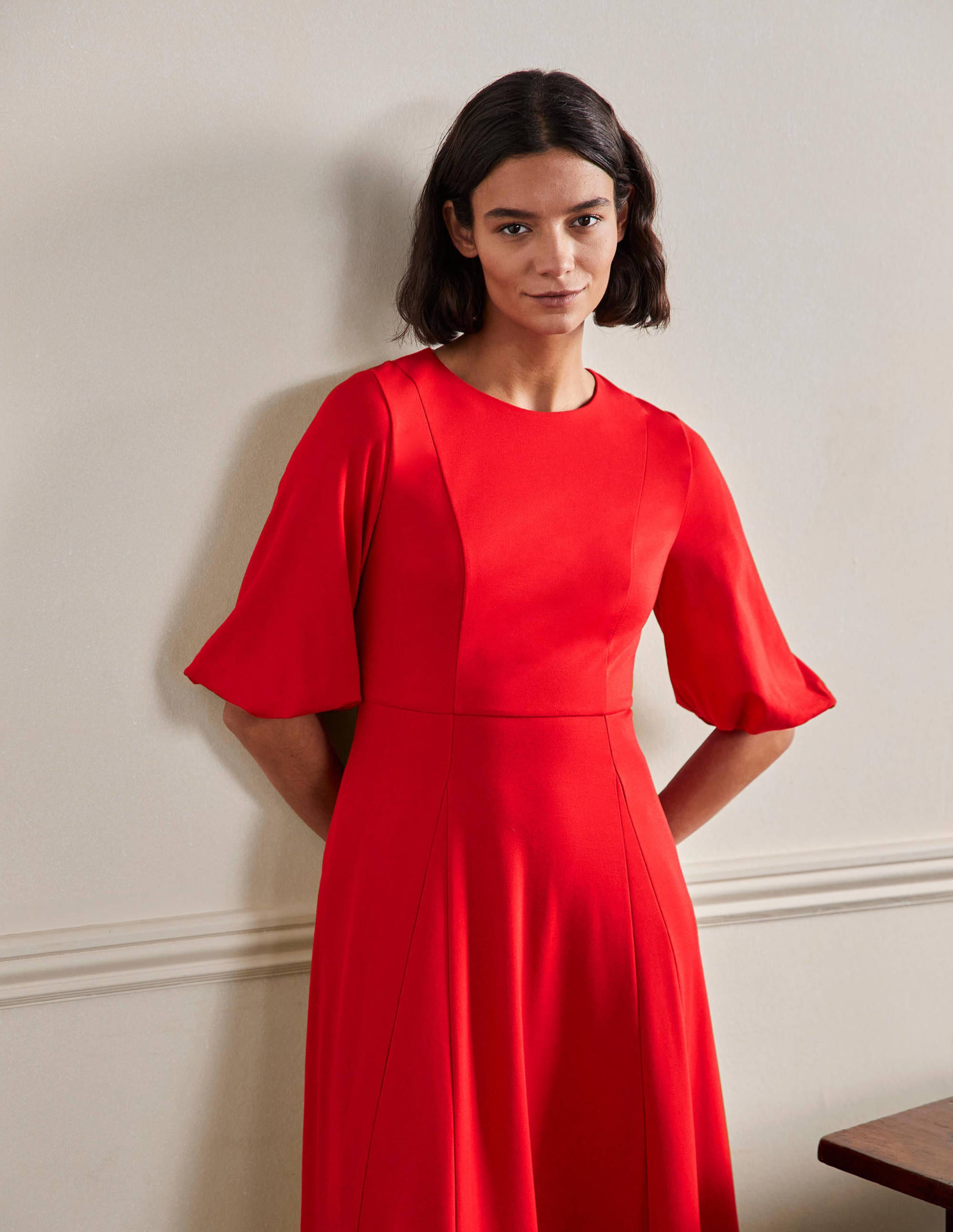 Ponte-Midikleid mit Tellerrock-Rot - Image 4