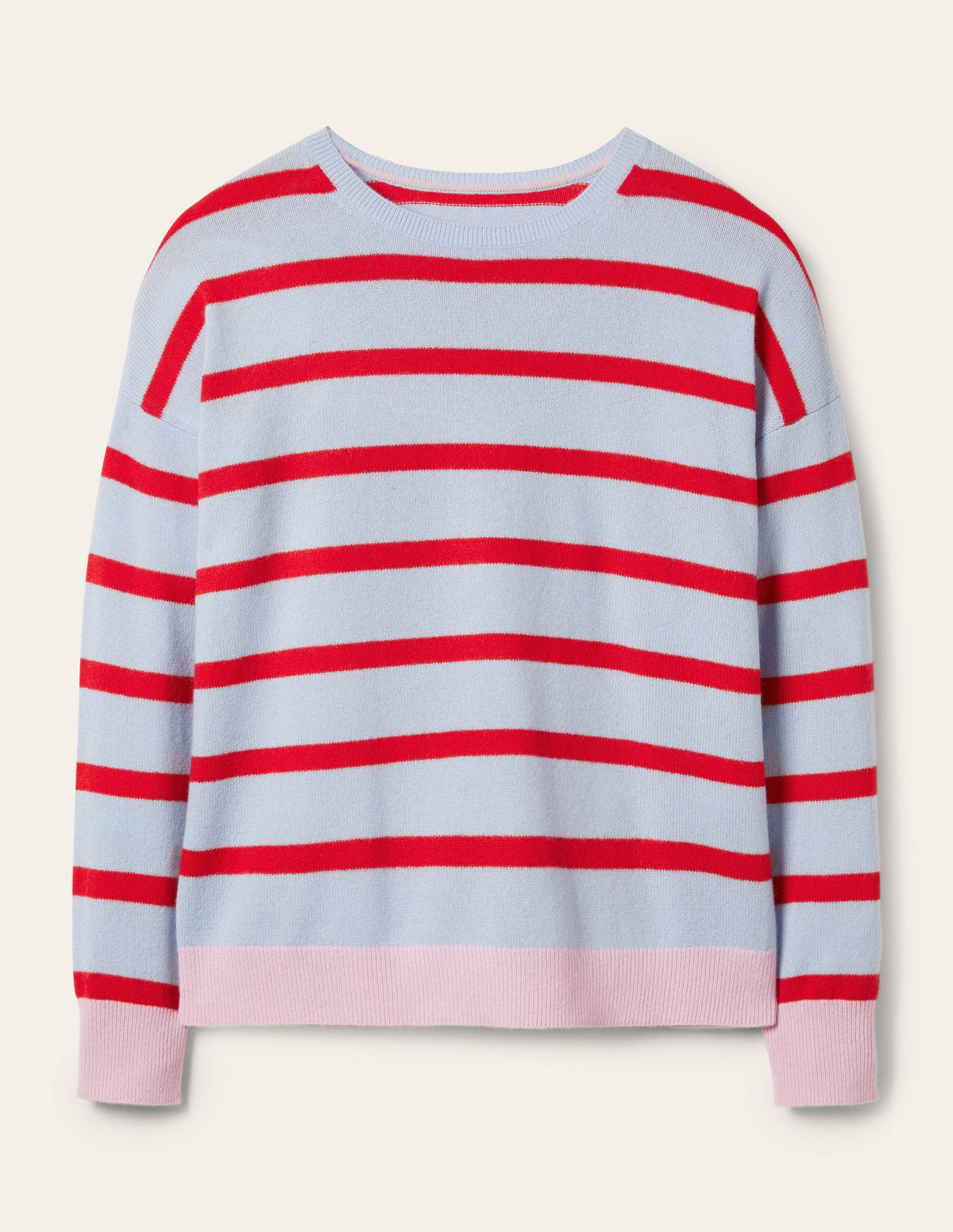 Striped Cashmere Jumper-Lapis Light Blue Stripe - Image 7