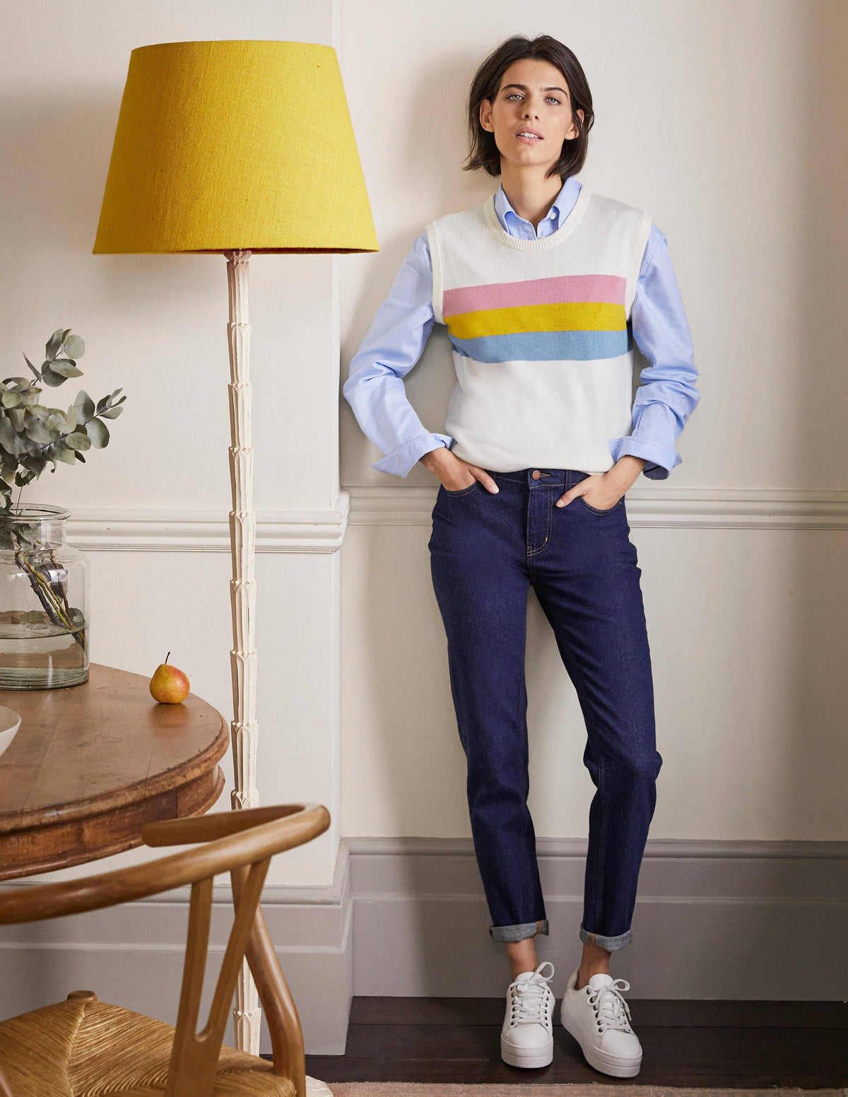 Harriet Top-Naturweiß, Placement-Streifen-4