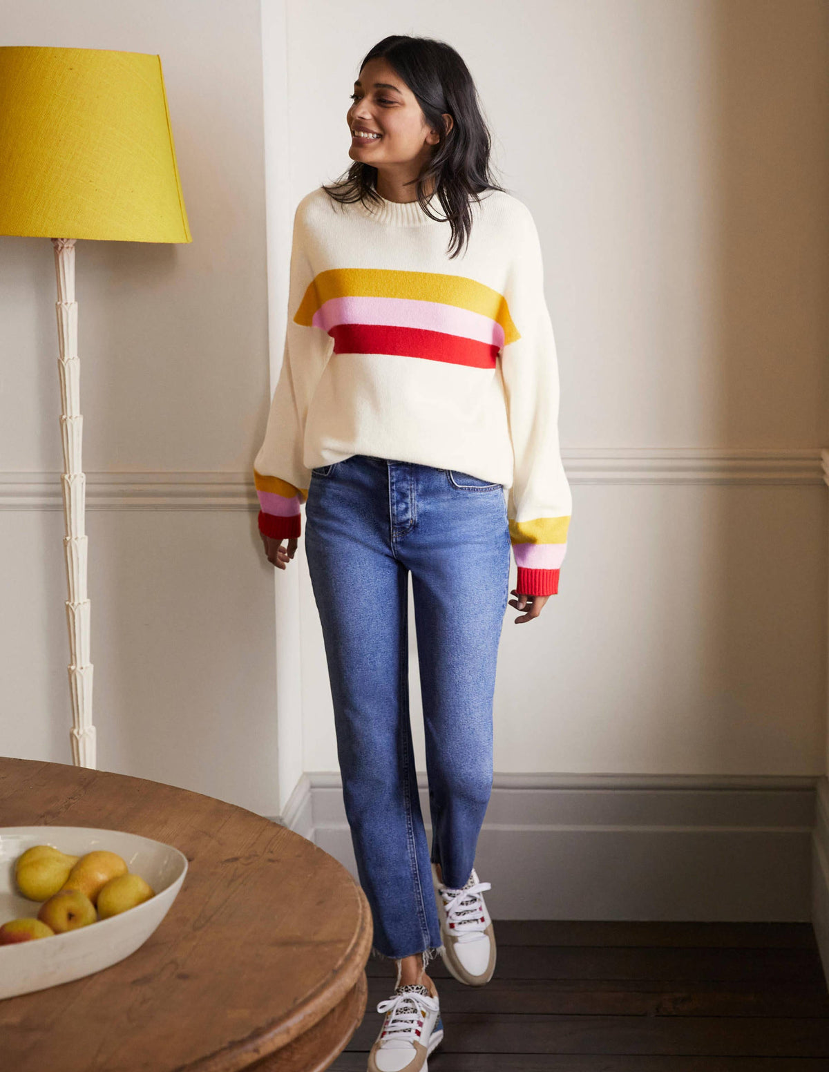 Savannah Kaschmirpullover-Rubinrot/Zitronengelb, Gestreift - Image 4