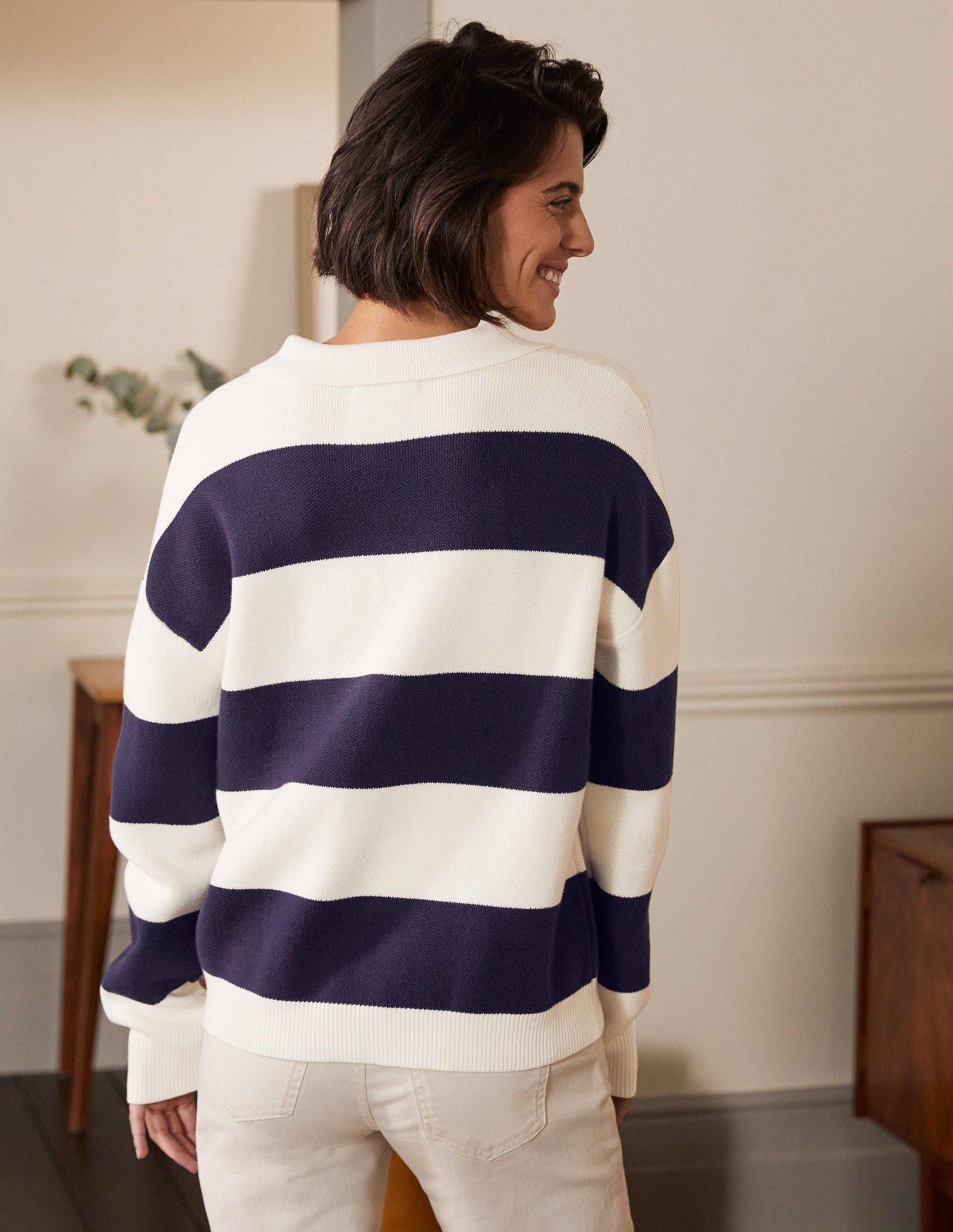 Gestreifter Rugby-Strickpullover-Naturweiß/Navy, Gestreift-3