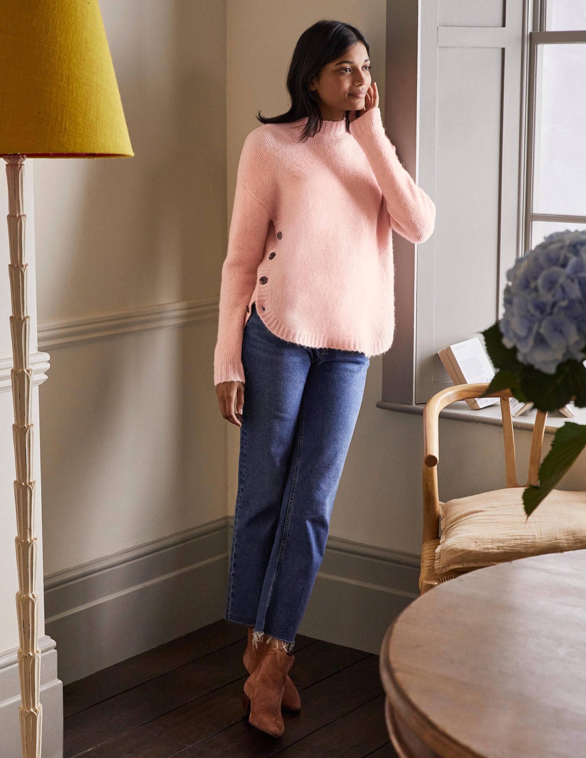 Fluffy Side Button Jumper-Milkshake-4