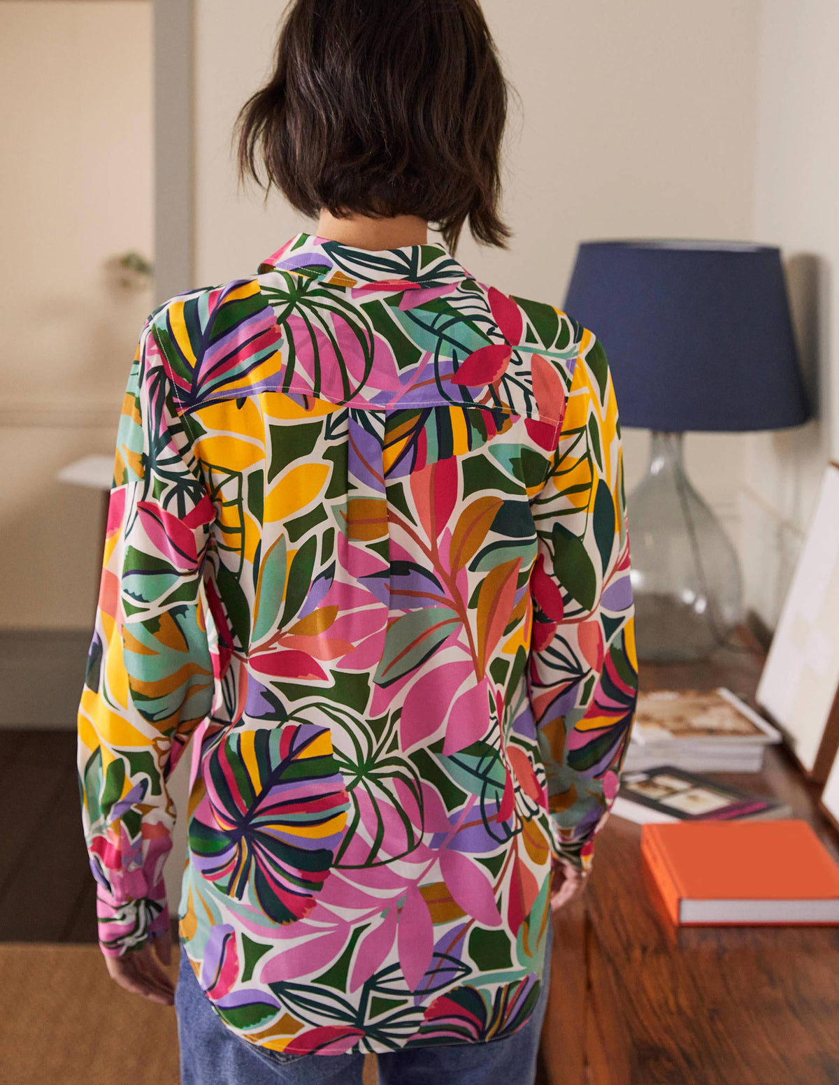 Silk Shirt-Ivory, Tropic Palm - Image 3