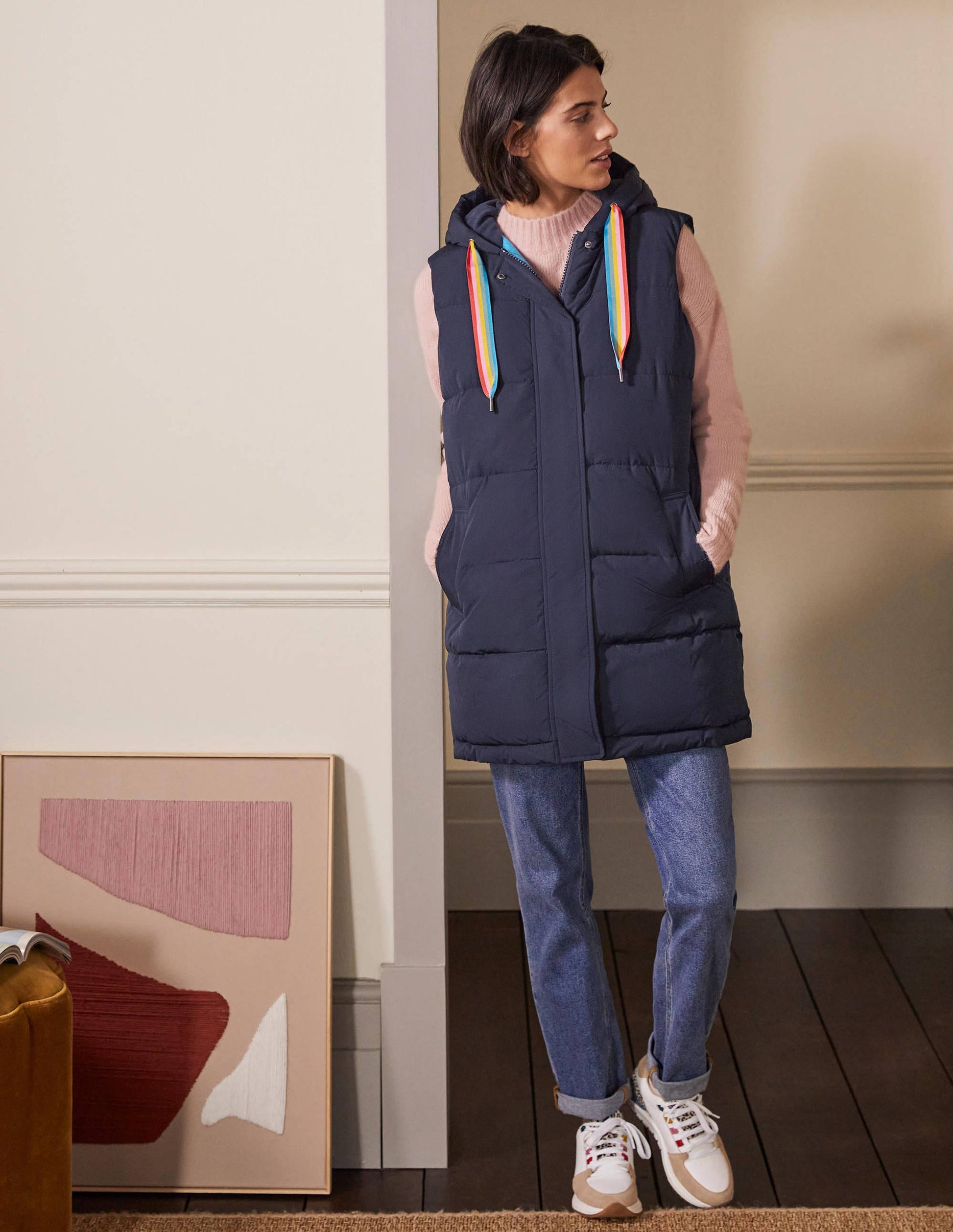 Lange Steppweste-Navy/Marokkoblau-4