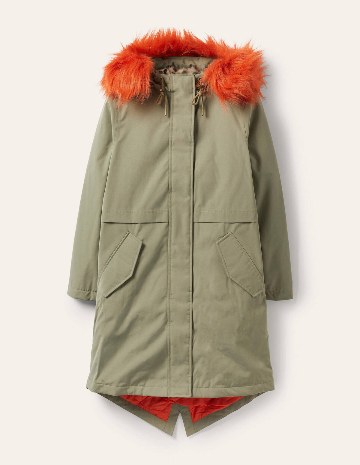 Wasserdichter Parka mit Kunstfell-Klassisches Khaki-7