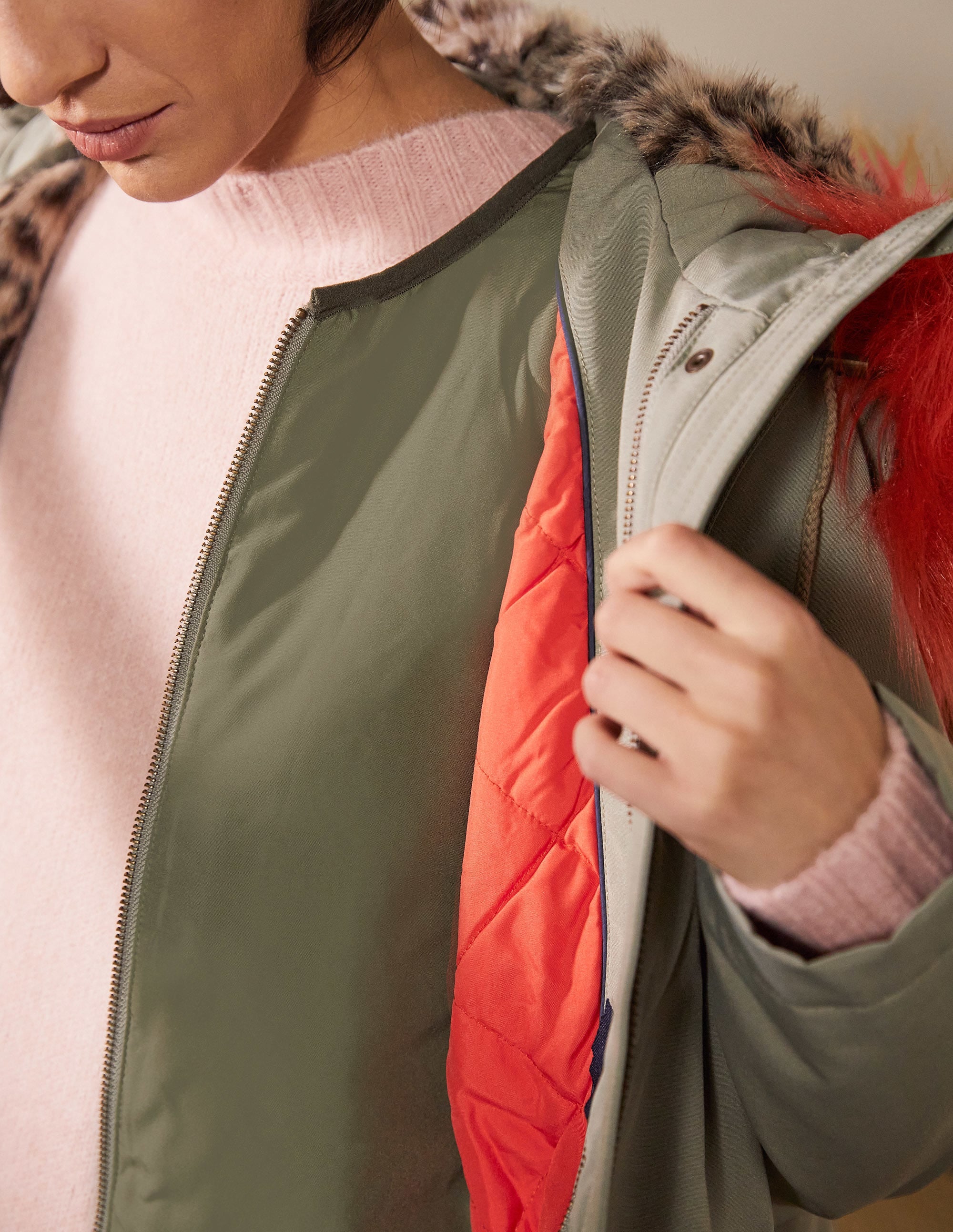 Wasserdichter Parka mit Kunstfell-Klassisches Khaki - Image 2