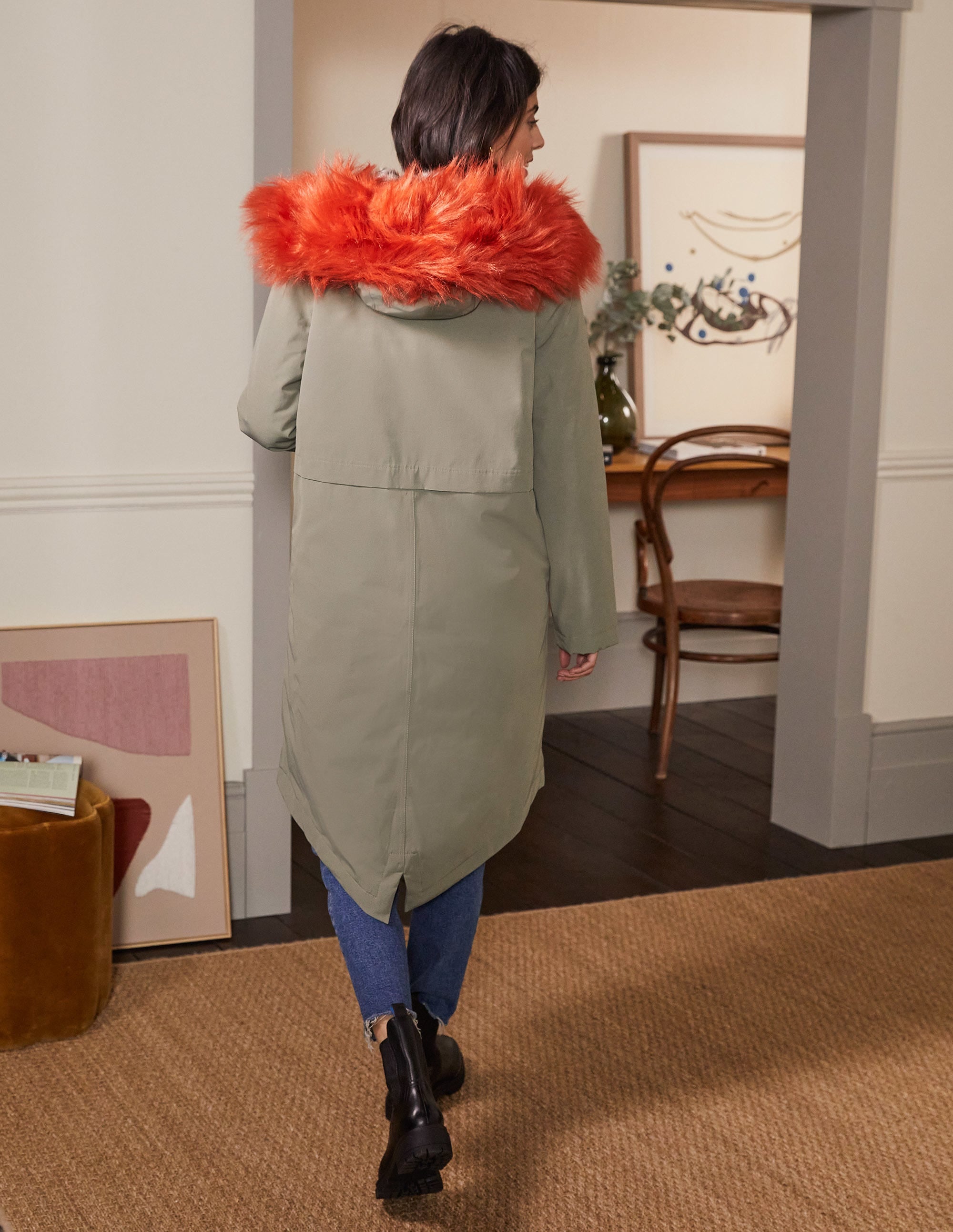Wasserdichter Parka mit Kunstfell-Klassisches Khaki - Image 3