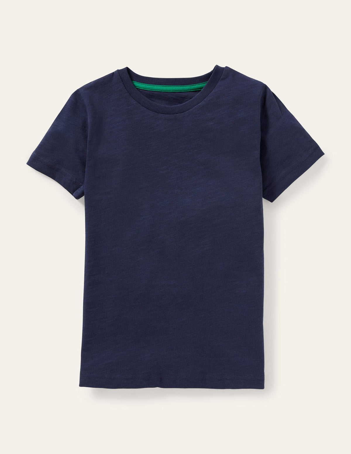 Vorgewaschenes T-Shirt aus Flammgarn-Marineblau-1