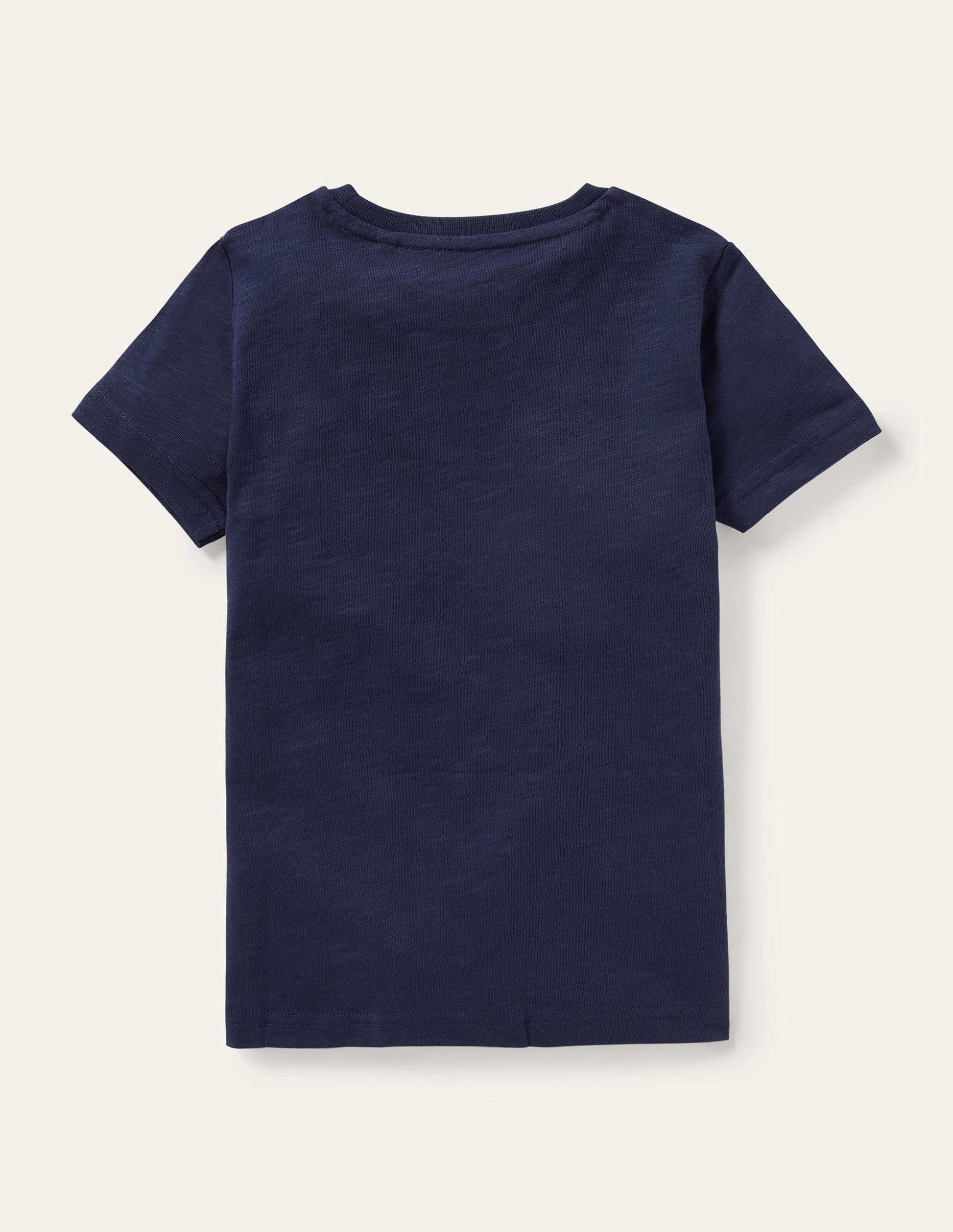 Vorgewaschenes T-Shirt aus Flammgarn-Marineblau-2