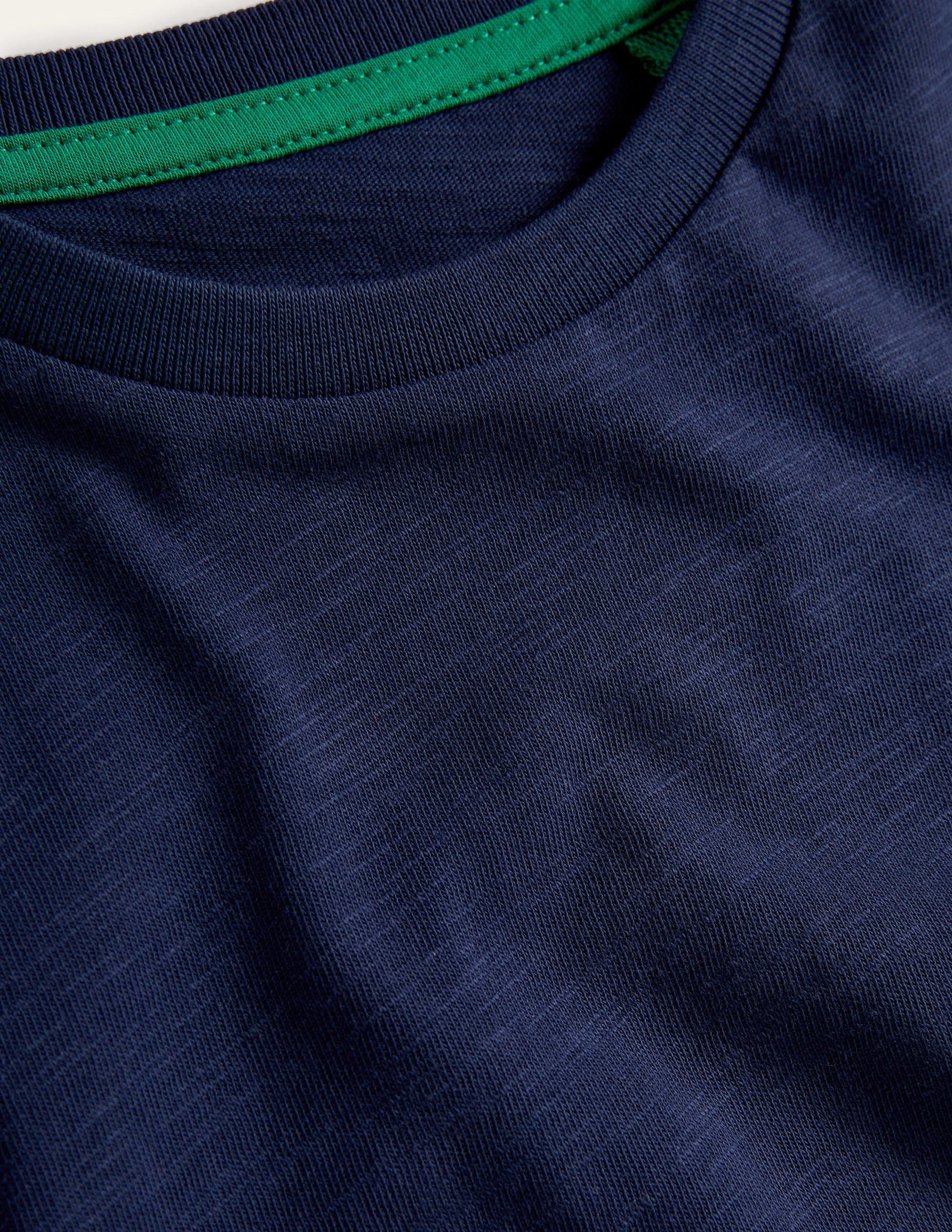 Vorgewaschenes T-Shirt aus Flammgarn-Marineblau-3