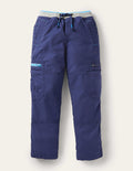 Navy Draw String Cargo Trousers-Bleu marine universitaire