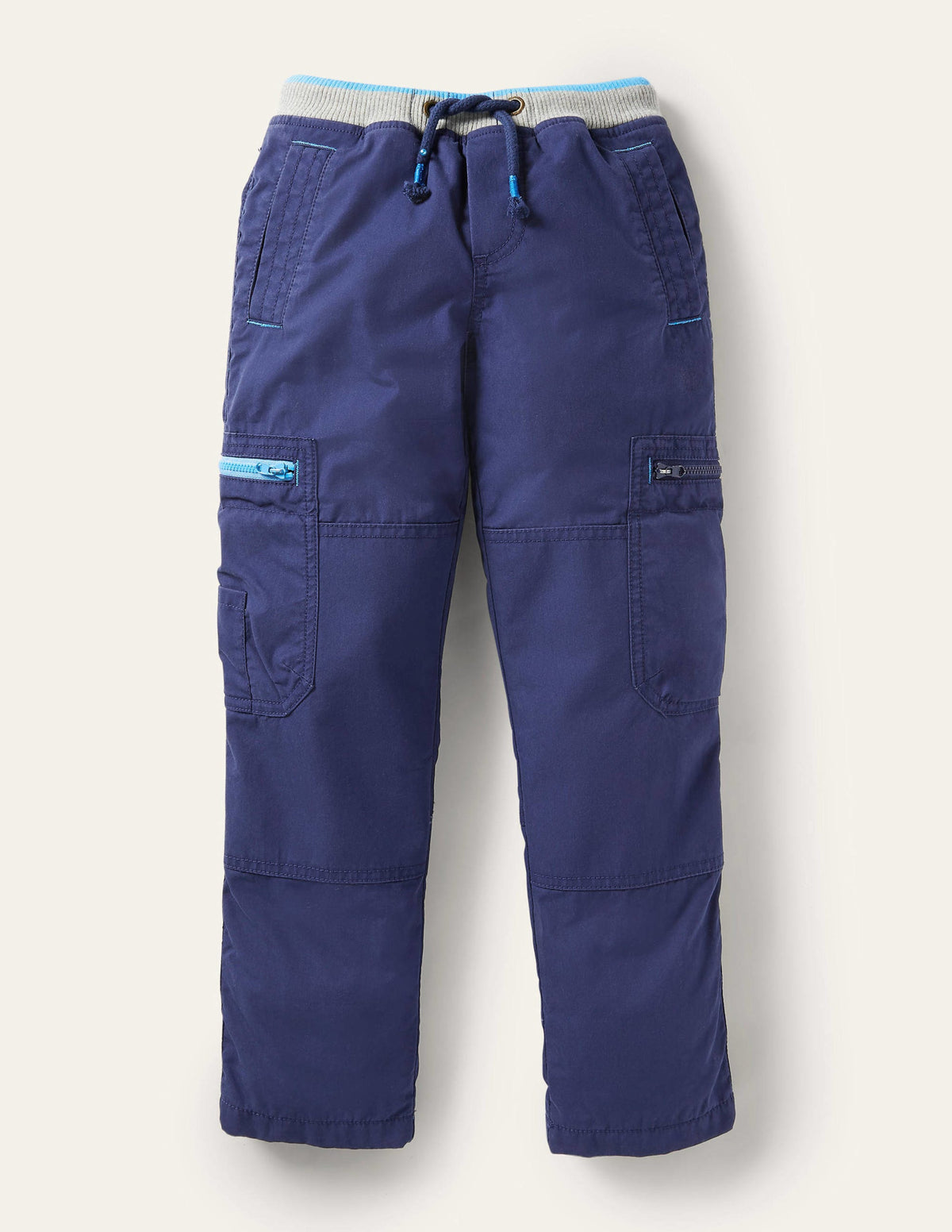 Navy Draw String Cargo Trousers-Bleu marine universitaire - Image 1
