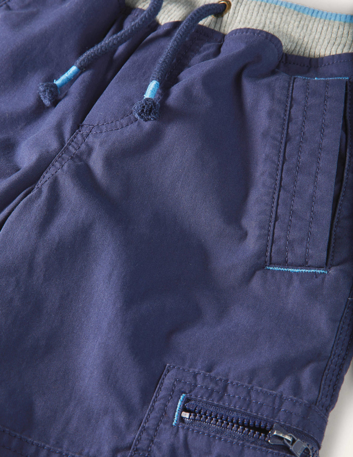 Navy Draw String Cargo Trousers-Bleu marine universitaire-3