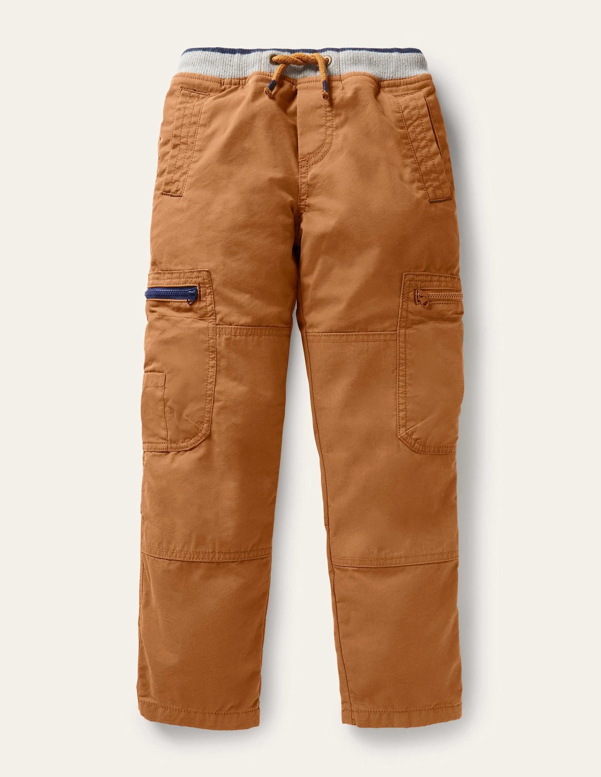 Brown Draw String Cargo Trousers-Butterscotch Brown - Image 1