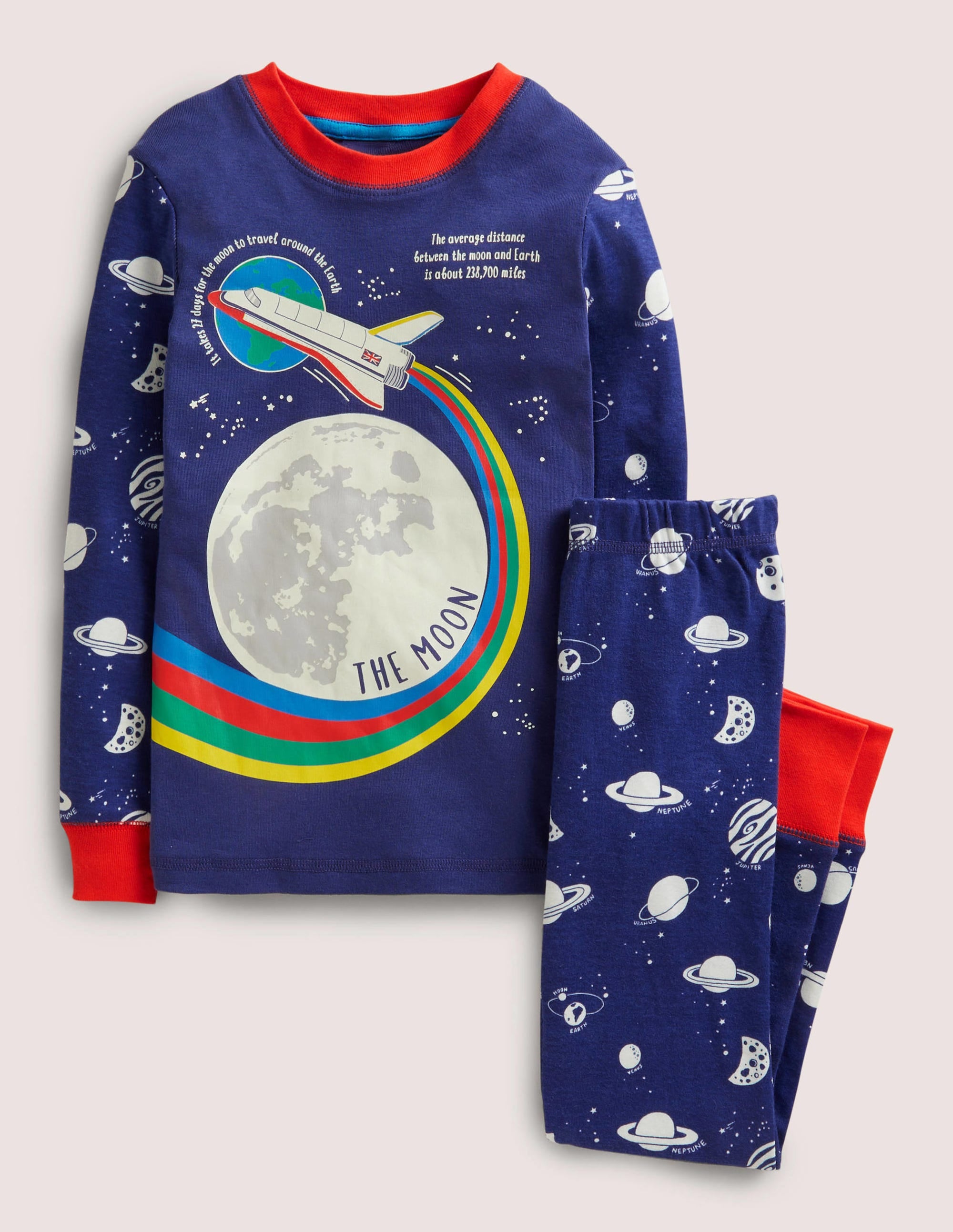 Pyjama phosphorescent douillet-Lune bleu tribord - Image 1