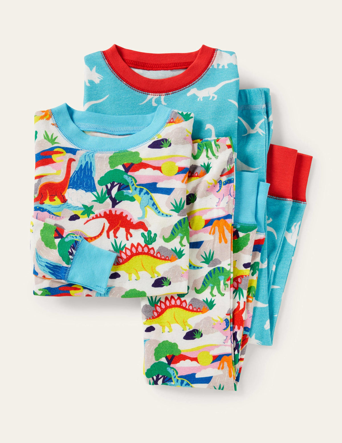 Snug Twin Pack Long Pyjamas-Ivory Multi Dino Sunset - Image 1
