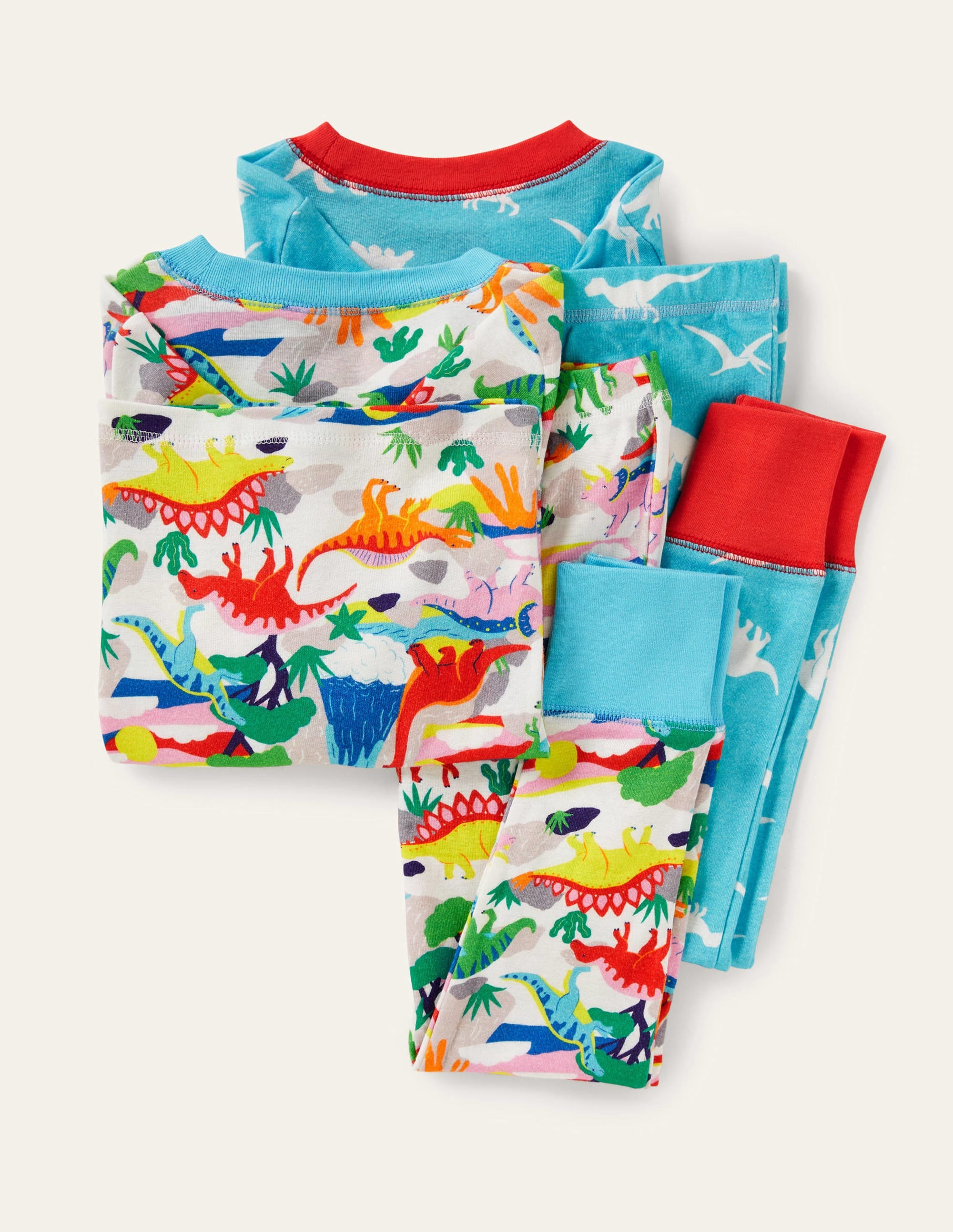 Snug Twin Pack Long Pyjamas-Ivory Multi Dino Sunset - Image 2